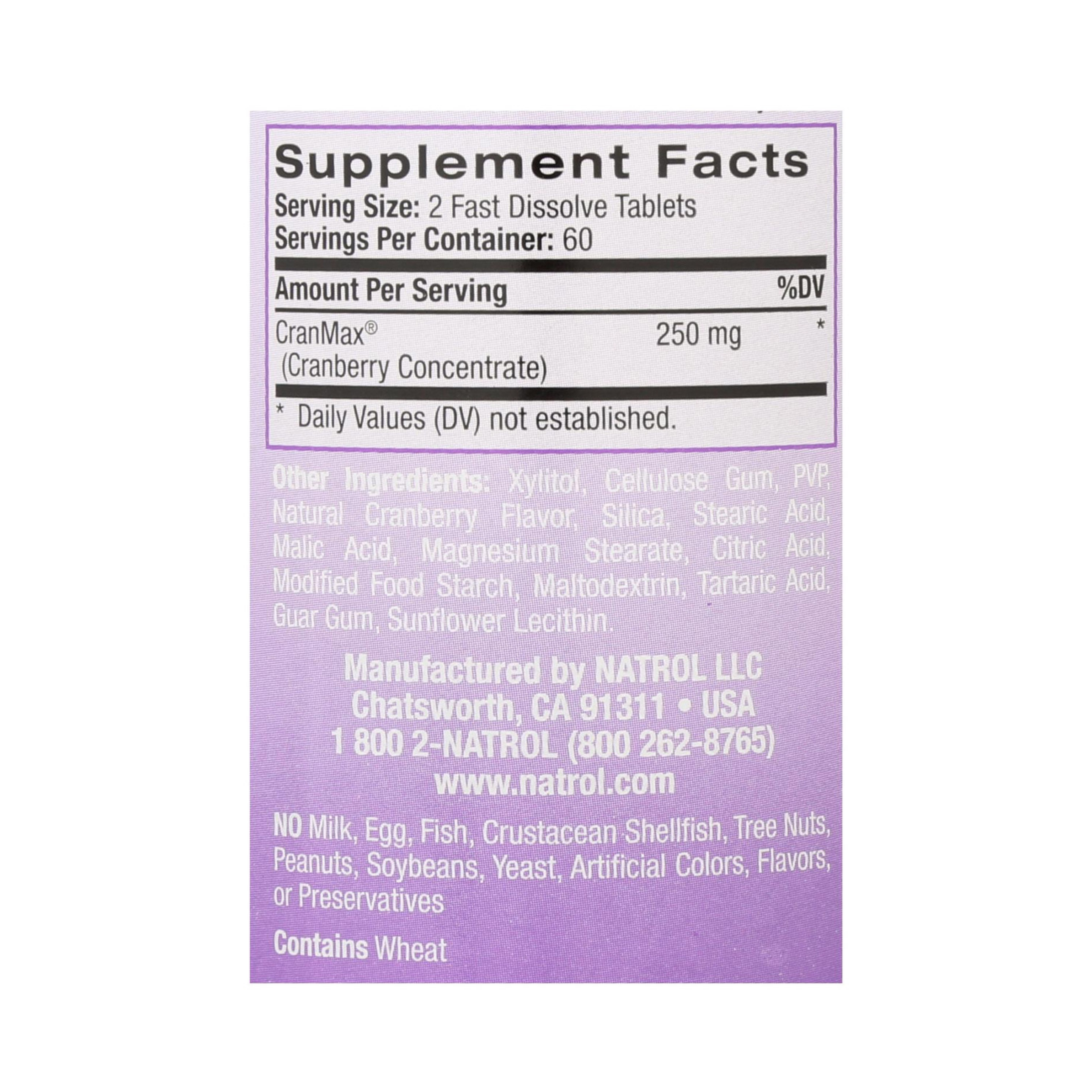 Natrol, Cranberry 250 mg, Fast Dissolve, 120 Tablets