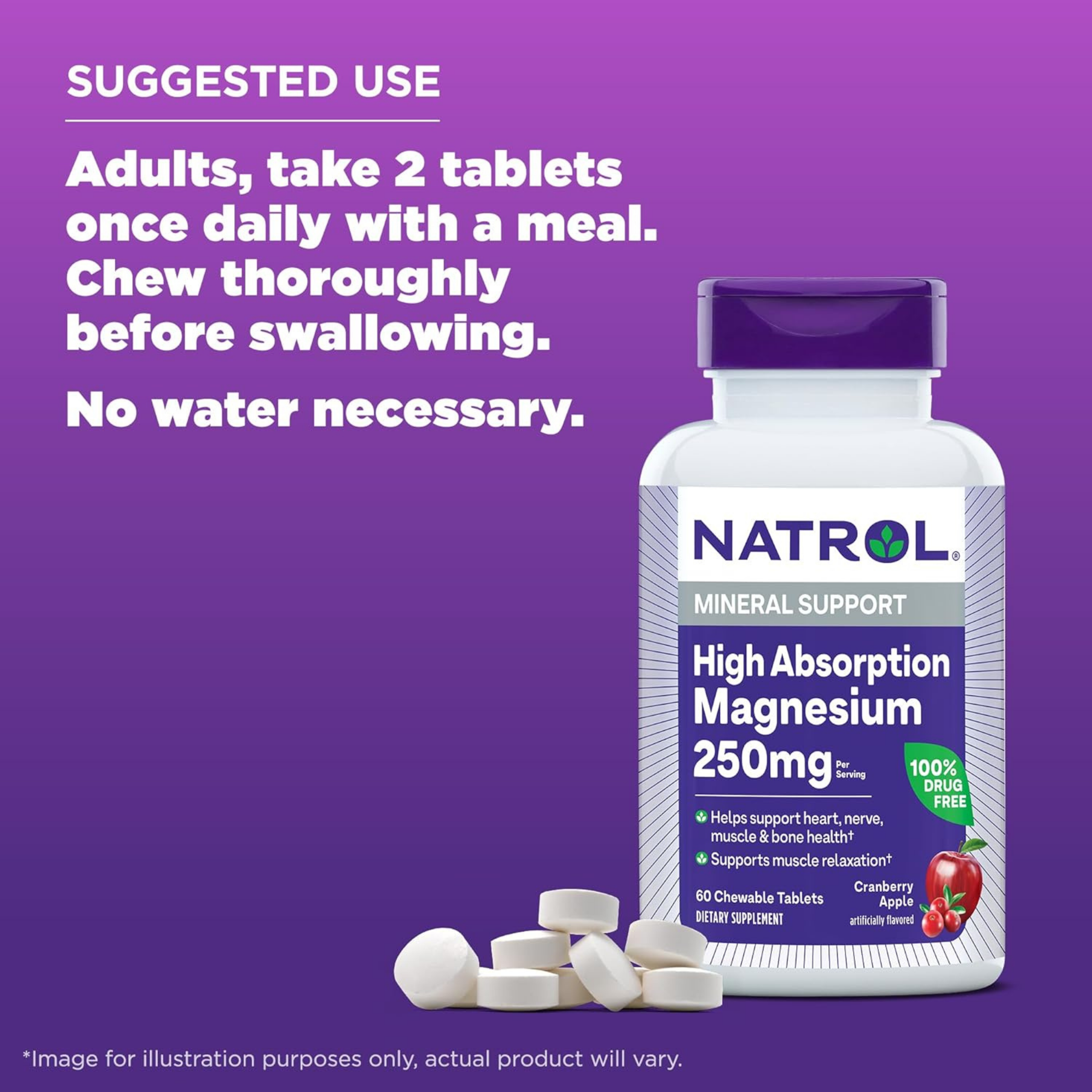 Natrol,  High Absorption Magnesium, 60 Chewable Tablets