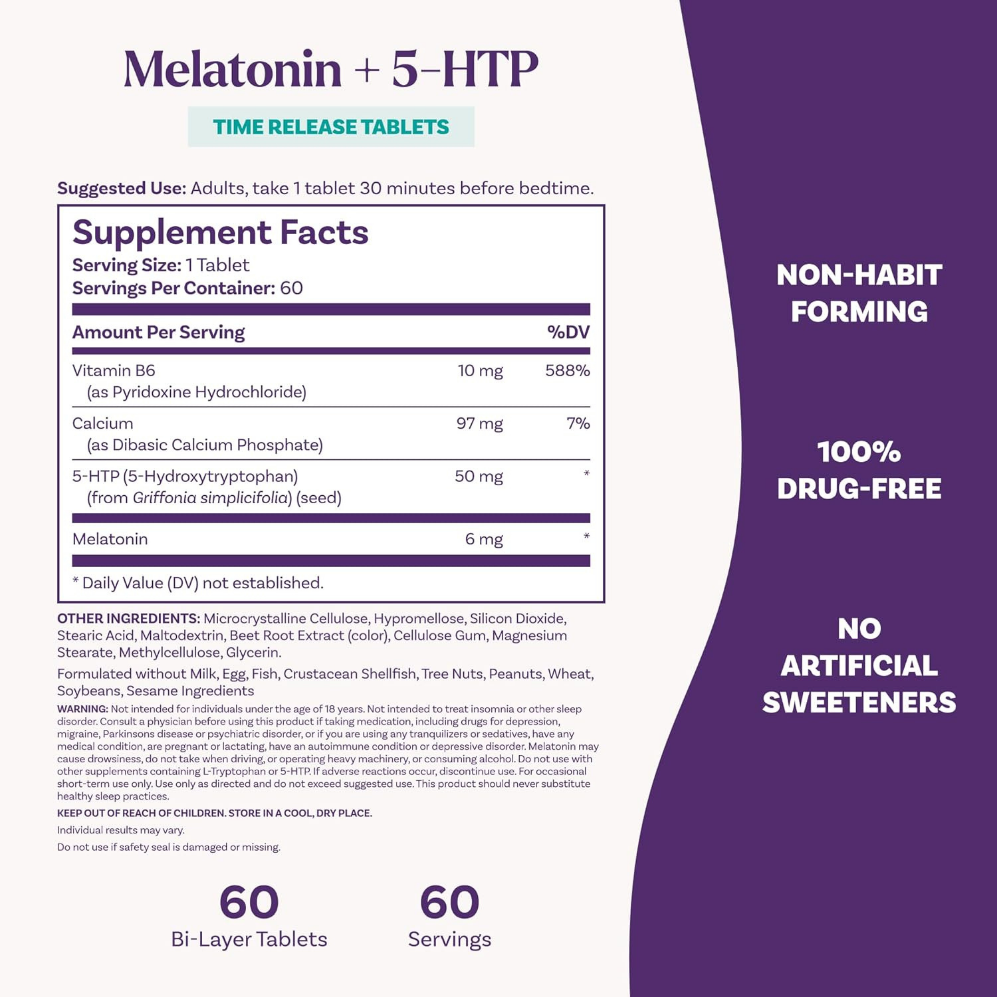 Natrol, Melatonin + 5-HTP, Advanced, Time Release, 60 Tablets