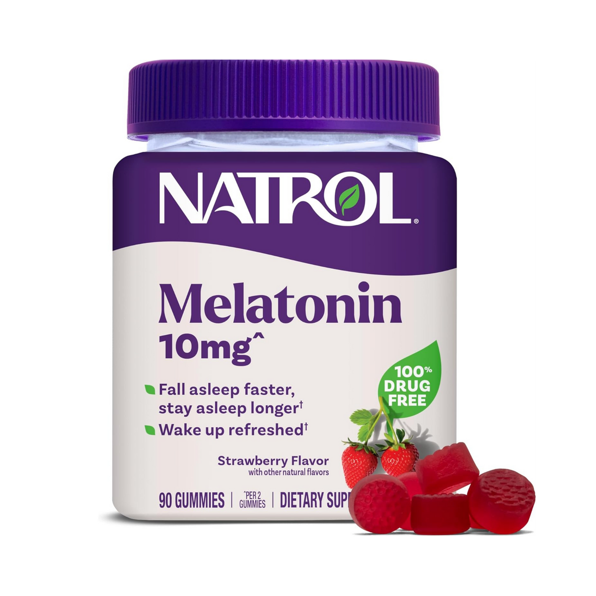 Natrol, Melatonin, Strawberry-Flavored, 10mg, 90 Gummies
