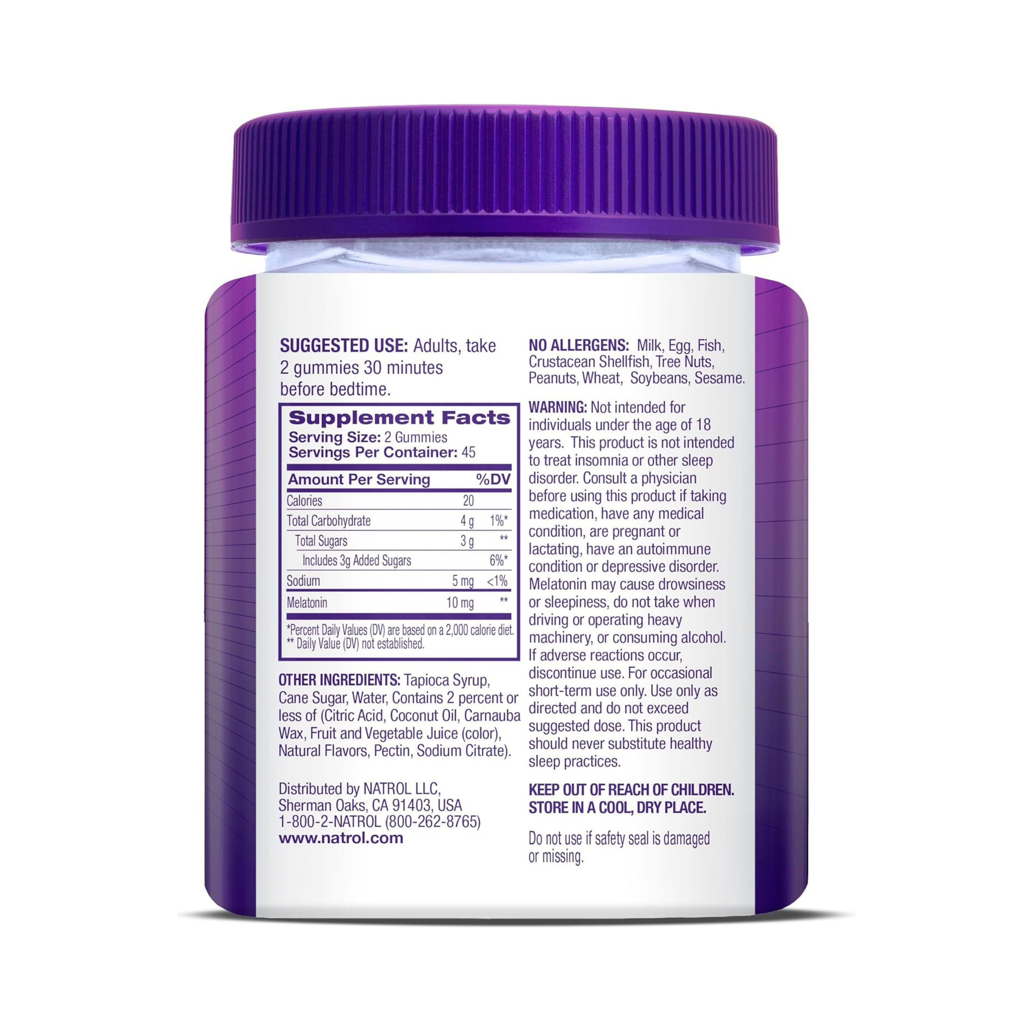 Natrol, Melatonin, Strawberry-Flavored, 10mg, 90 Gummies