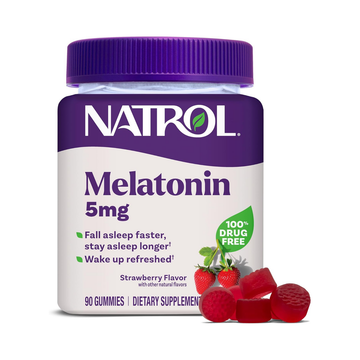 Natrol, Melatonin, Strawberry-Flavored, 5mg, 90 Gummies
