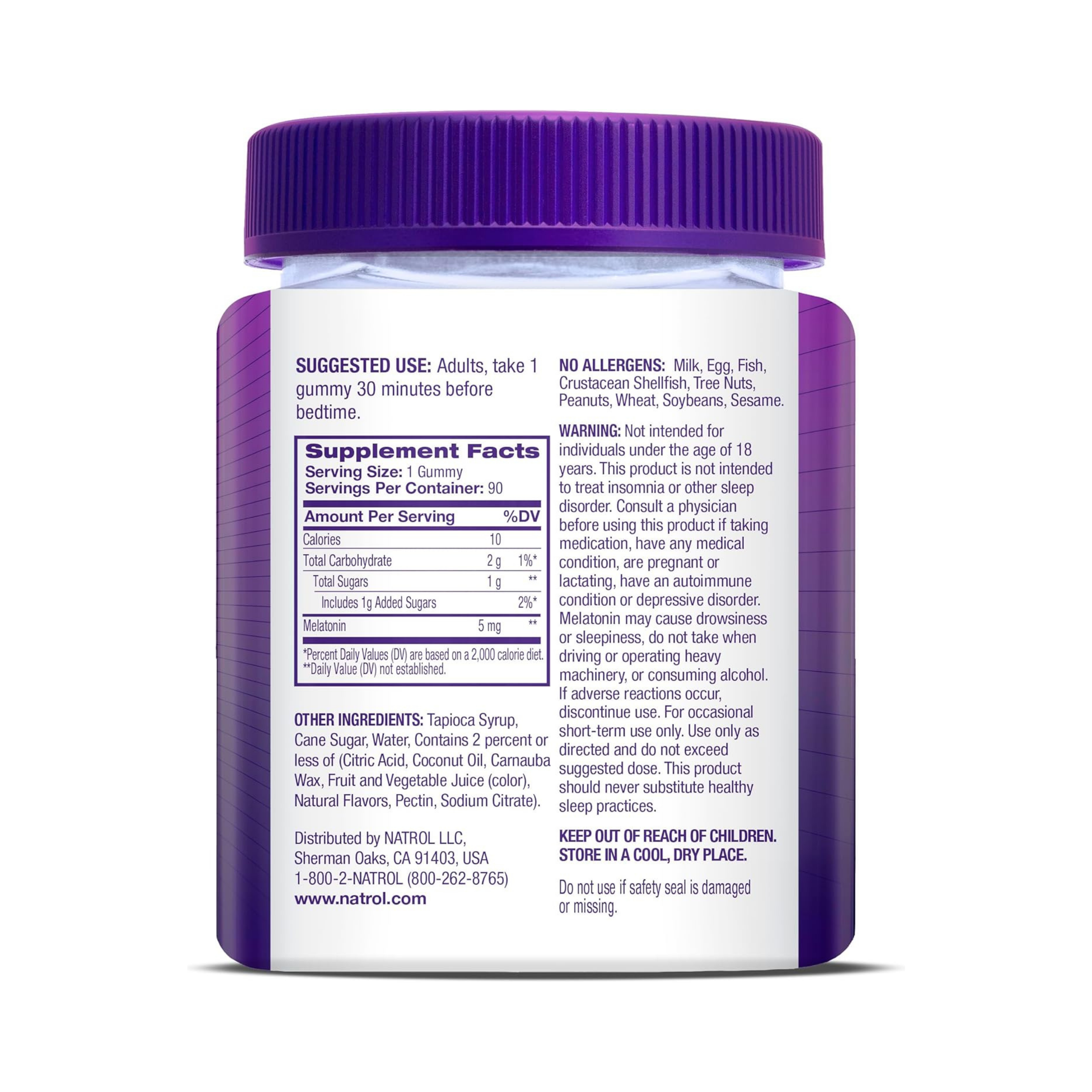 Natrol, Melatonin, Strawberry-Flavored, 5mg, 90 Gummies