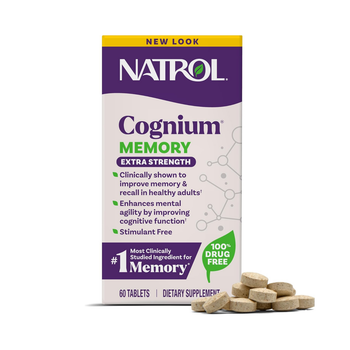 Natrol, Cognium Memory, Extra Strength, 400 mg, 60 Tablets