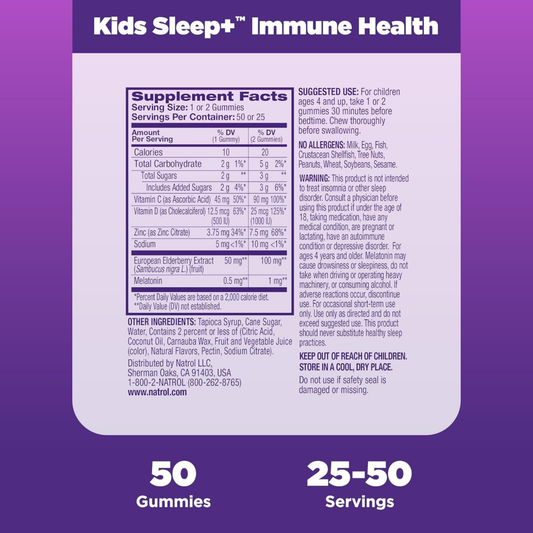 Natrol, Kids, Sleep + Immune Health, Berry, 50 Gummies