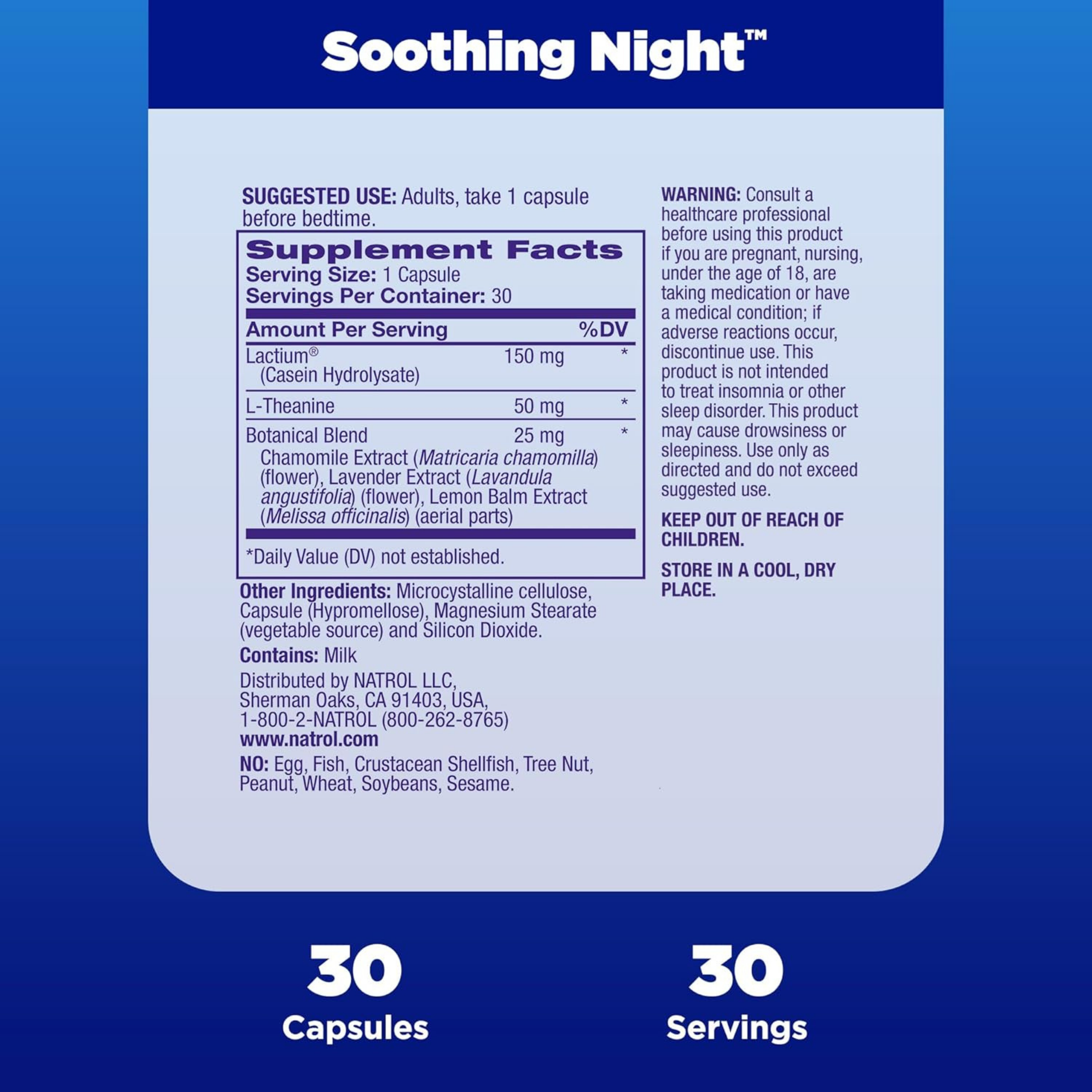 Natrol, Soothing Night, Bedtime Without Melatonin, 30 Capsules