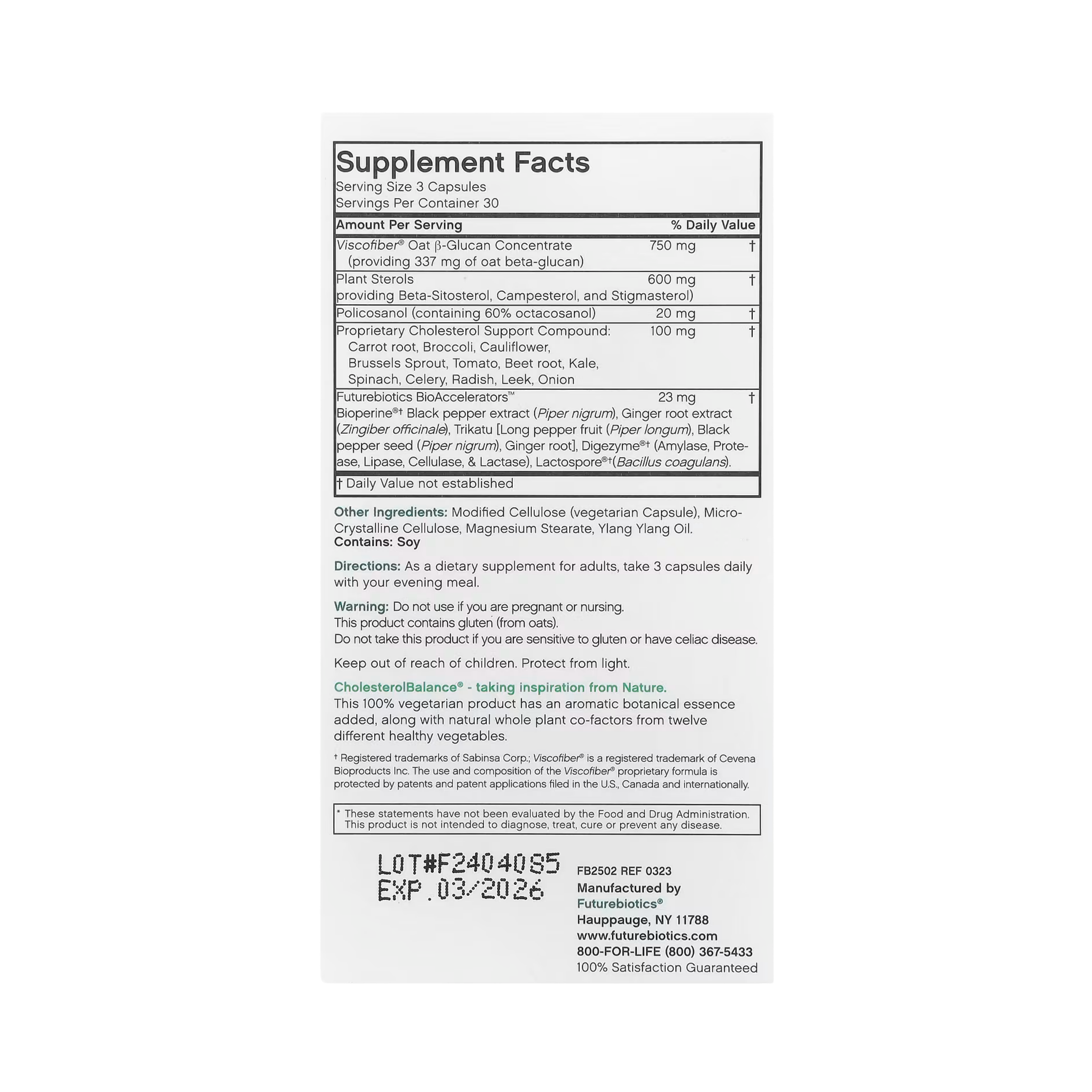 Futurebiotics, Cholesterol Balance, 90 Vegetarian Capsules