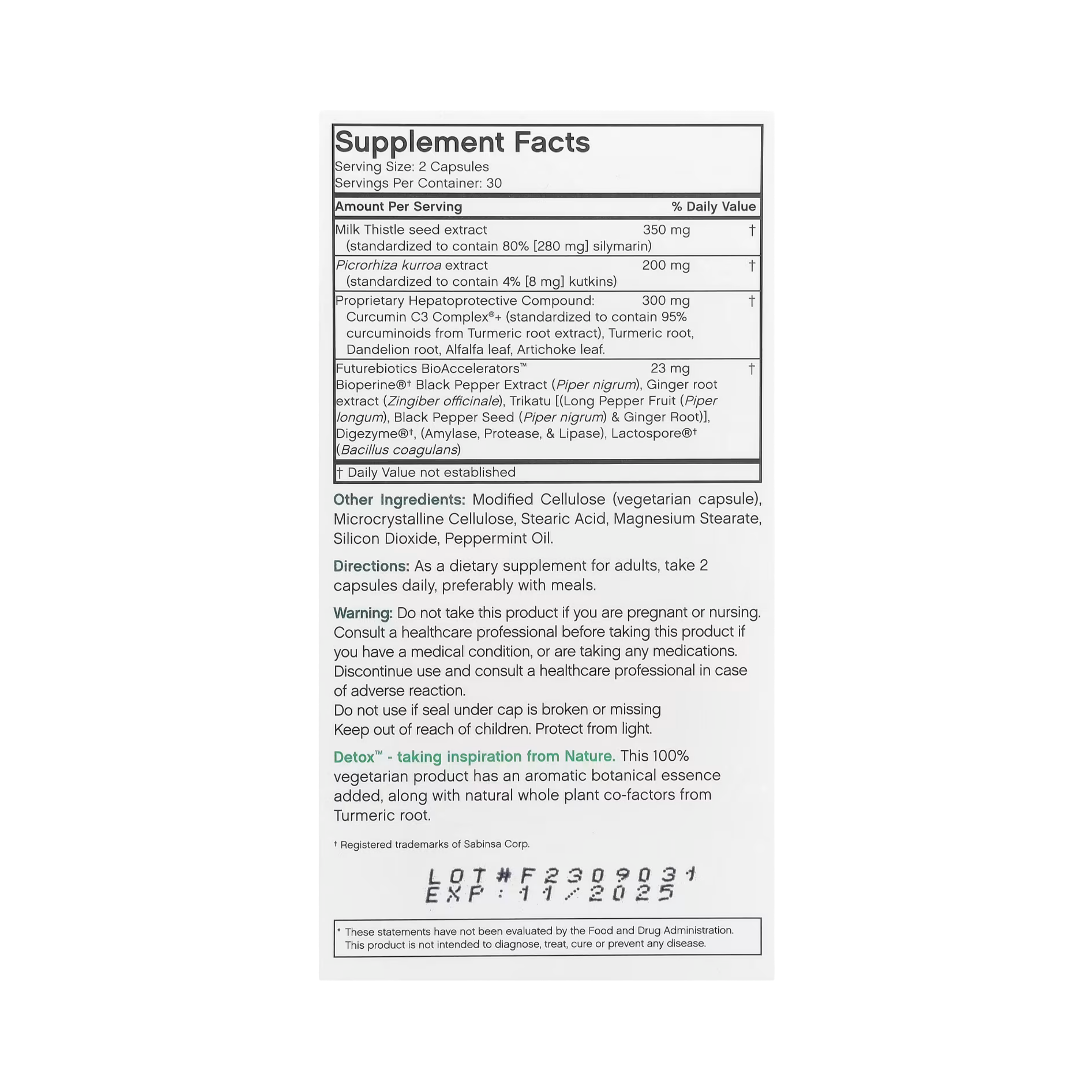 Futurebiotics, Detox, Daily Liver Support, 60 Vegetarian Capsules