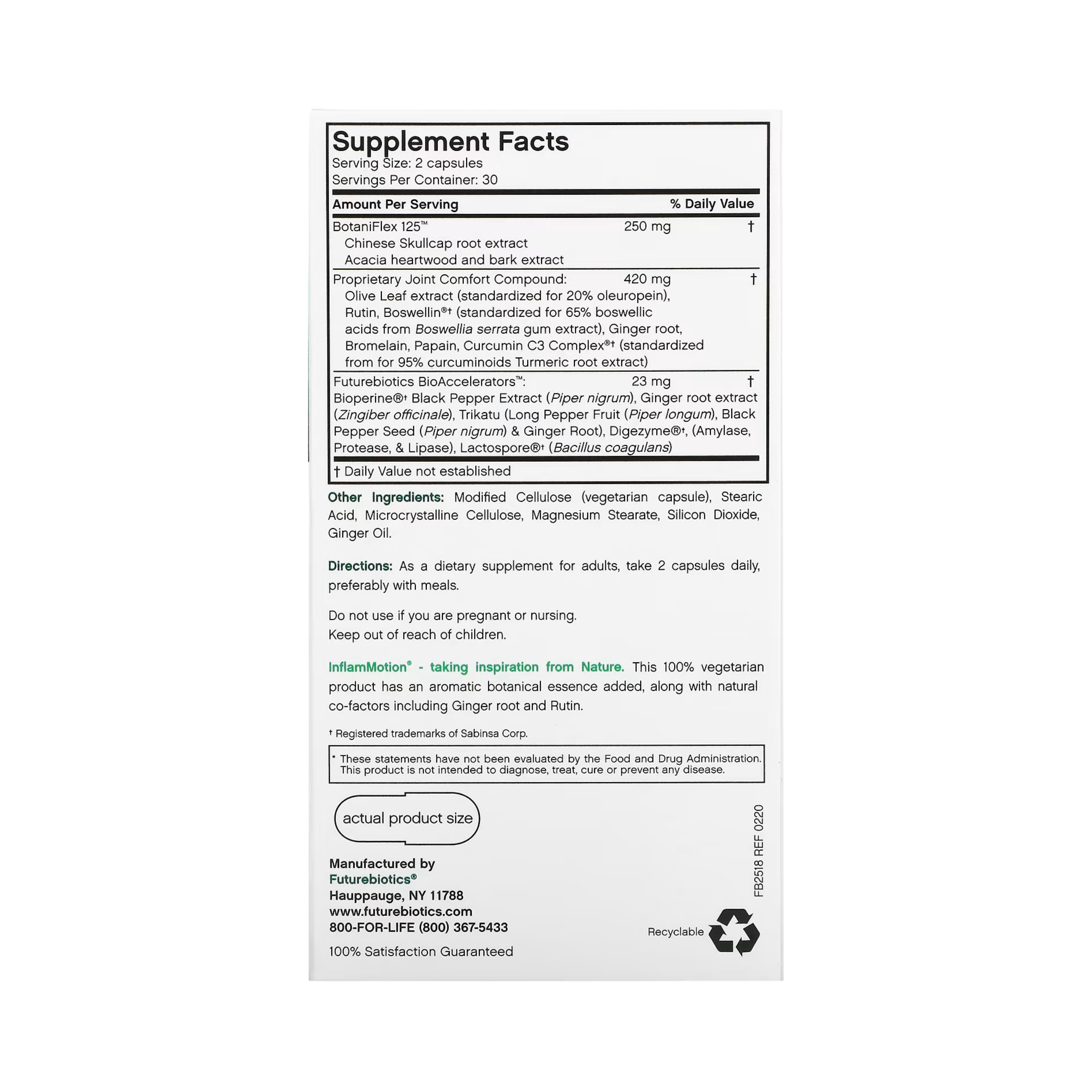 Futurebiotics, InflamMotion, Joint Inflammation Complex, 60 Vegetarian Capsules