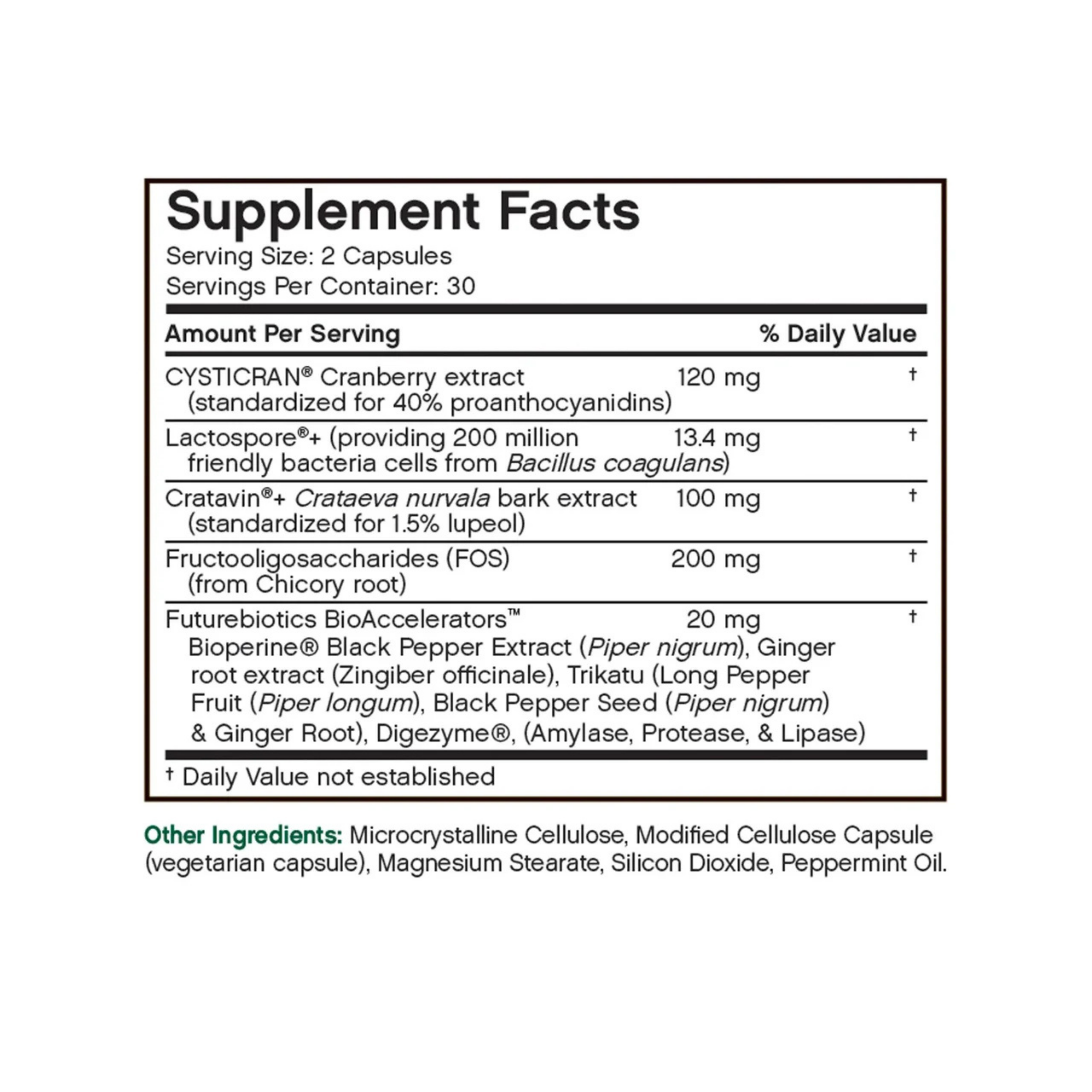 Futurebiotics, CranBiotic No-Sugar Cranberry + Probiotic, 60 Vegetarian Capsules