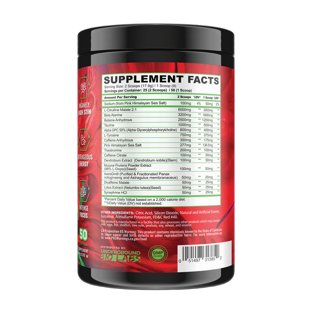 Panda Supplements, Rampage, Extreme Pre-Workout, Unicorn Blood, 50 Servings