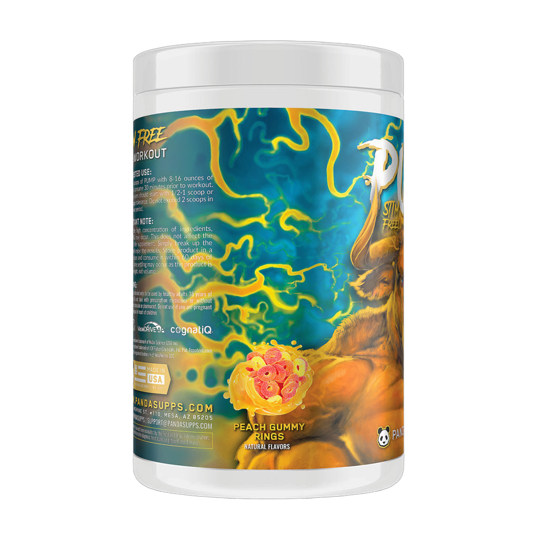 Panda Supplements, Pump Stim-Free Pre-Workout, Peach Gummy Rings, 40 Servings