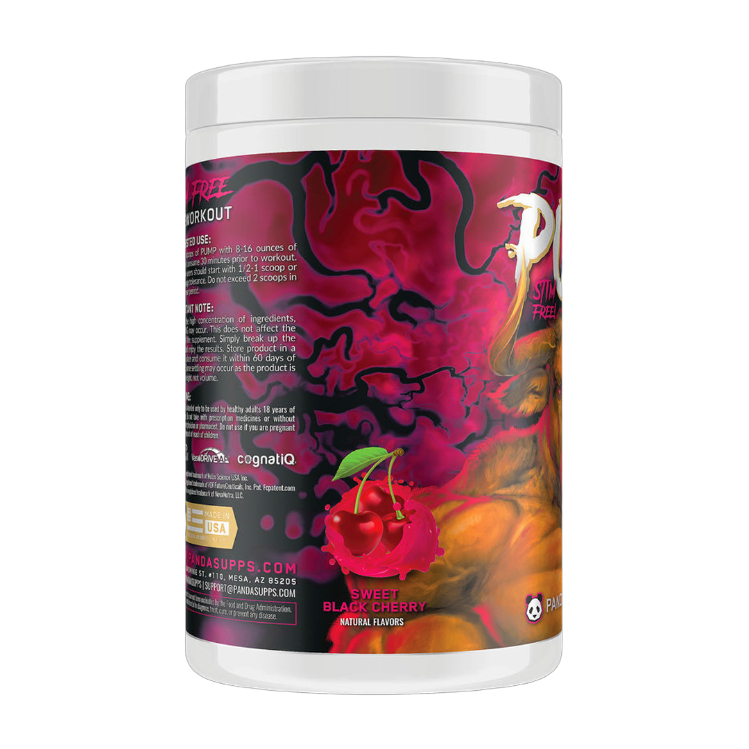 Panda Supplements, Pump Stim-Free Pre-Workout, Sweet Black Cherry, 40 Servings
