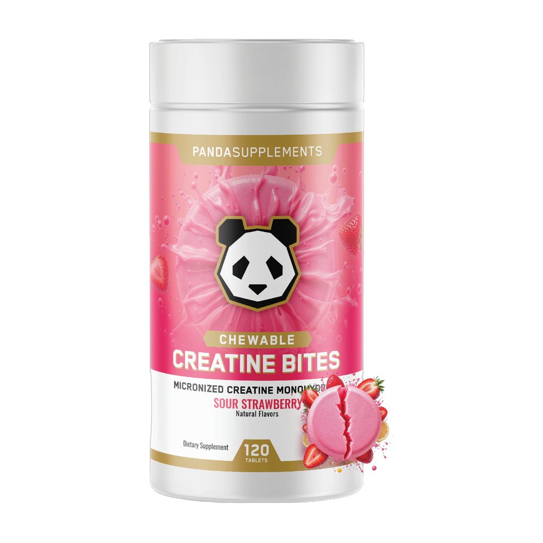 Panda Supplements, Creatine Bites, Sour Strawberry, 120 Tablets