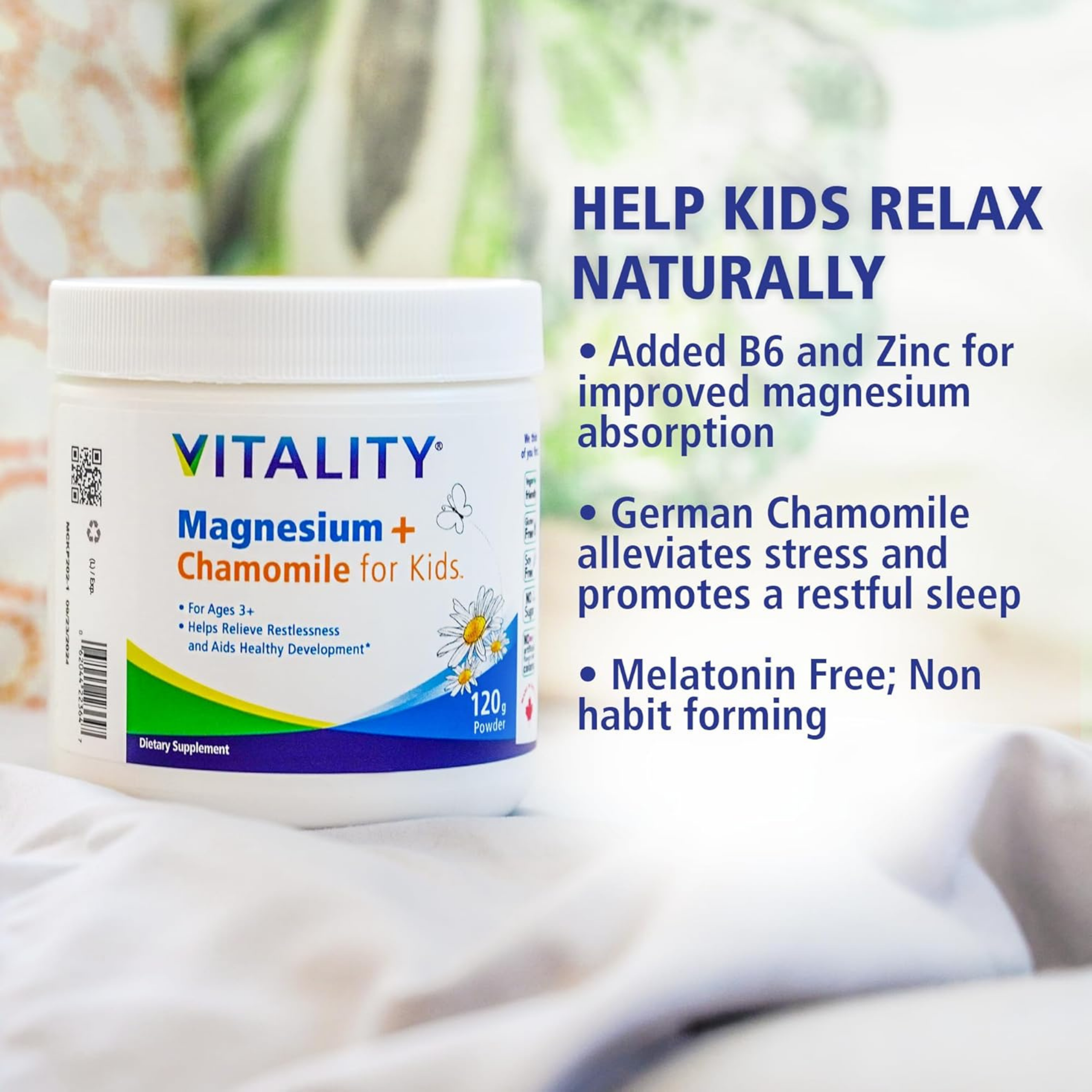 VITALITY, Magnesium + Chamomile for Kids, 120 g