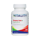 VITALITY, Power Iron + Spirulina, 45mg Iron, 30 Capsules