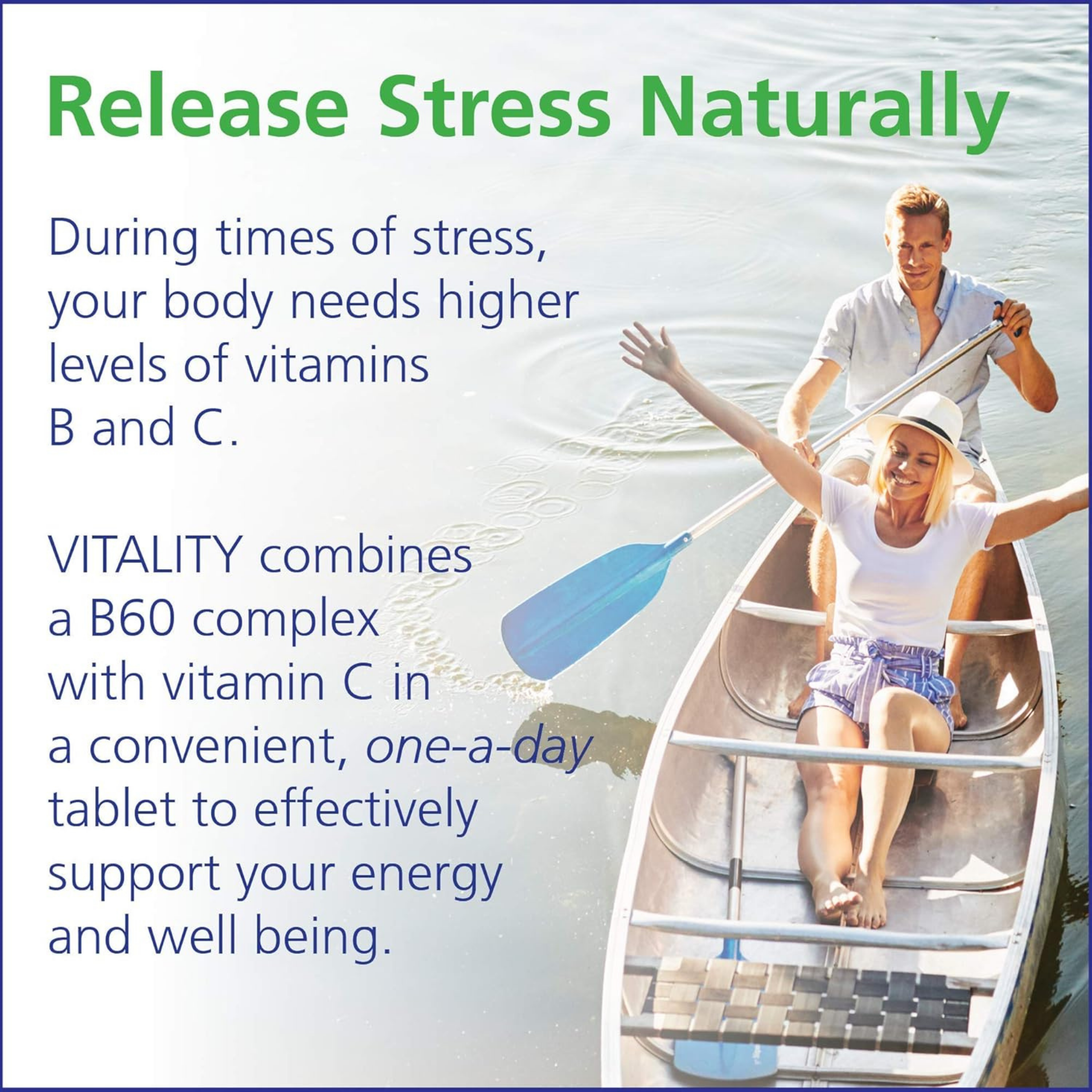 VITALITY, Time Release B Complex 60 + Vitamin C, 600 mg, 60 Tablets