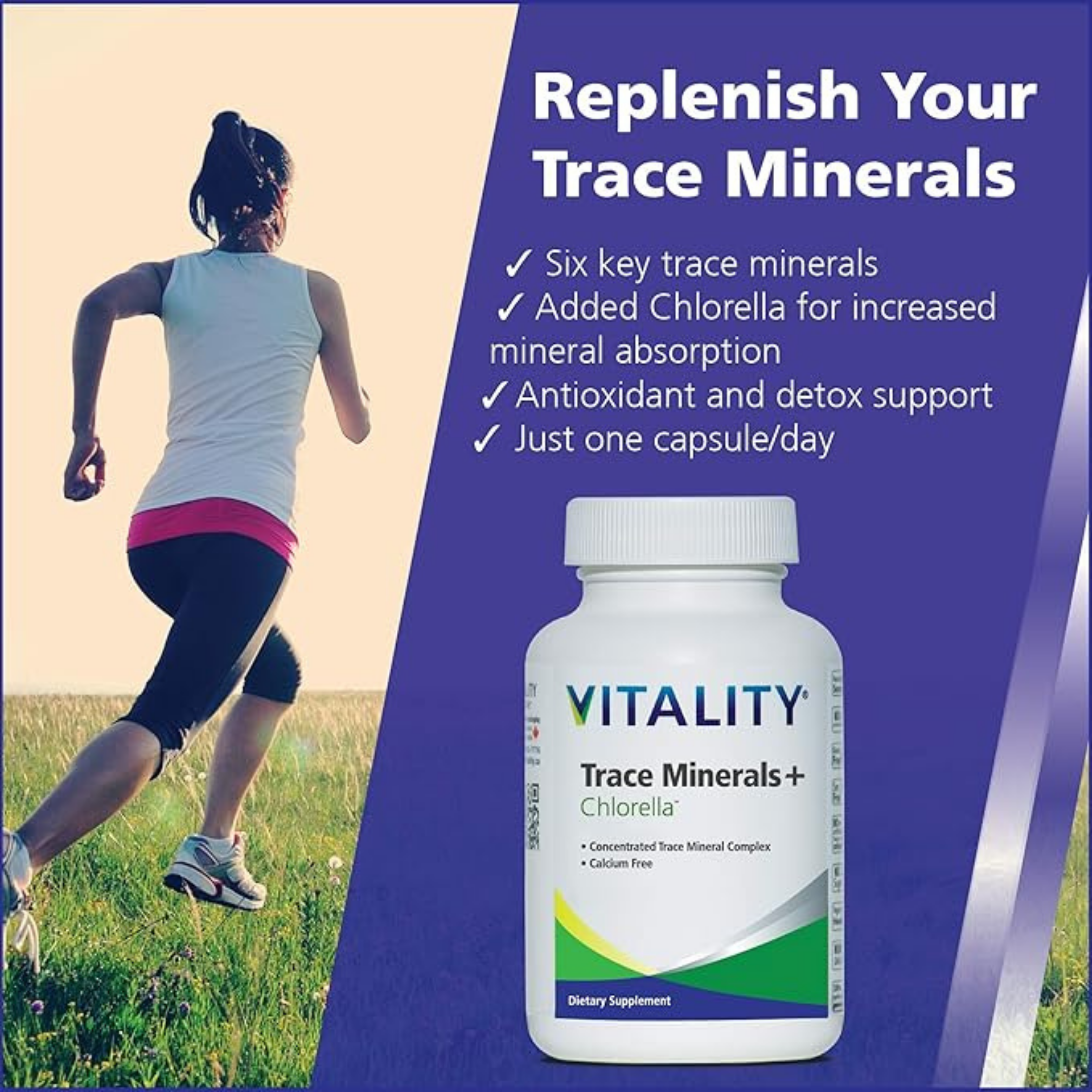 VITALITY, Trace Minerals + Chlorella, 30 Vegetable Capsules