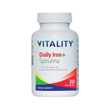 VITALITY, Daily Iron + Spirulina, 15 mg, 30 Veg Capsules