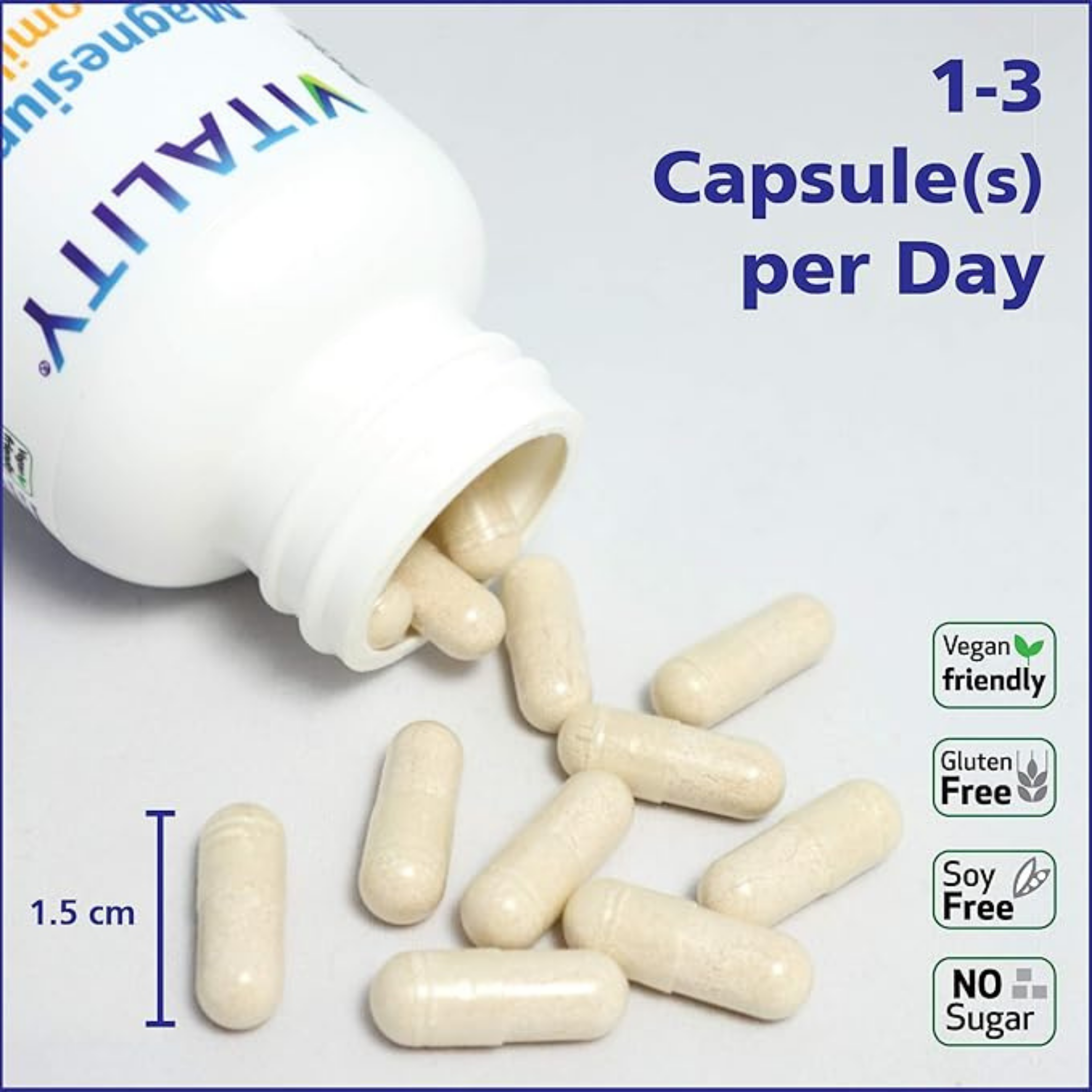 VITALITY, Magnesium + Chamomile, 90 Veg Capsules