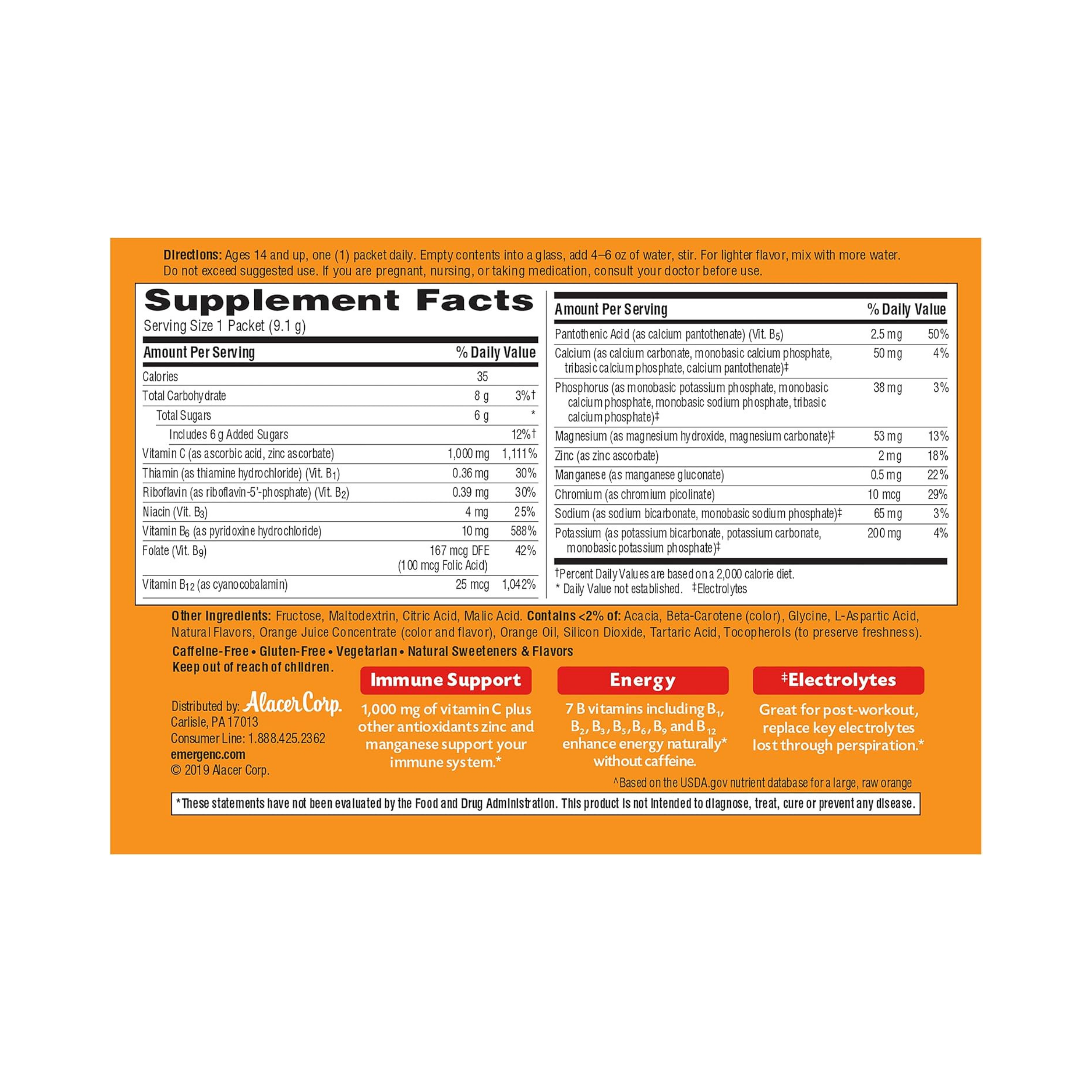 Emergen-C, Vitamin C Powder, 1000 Mg, 60 Count