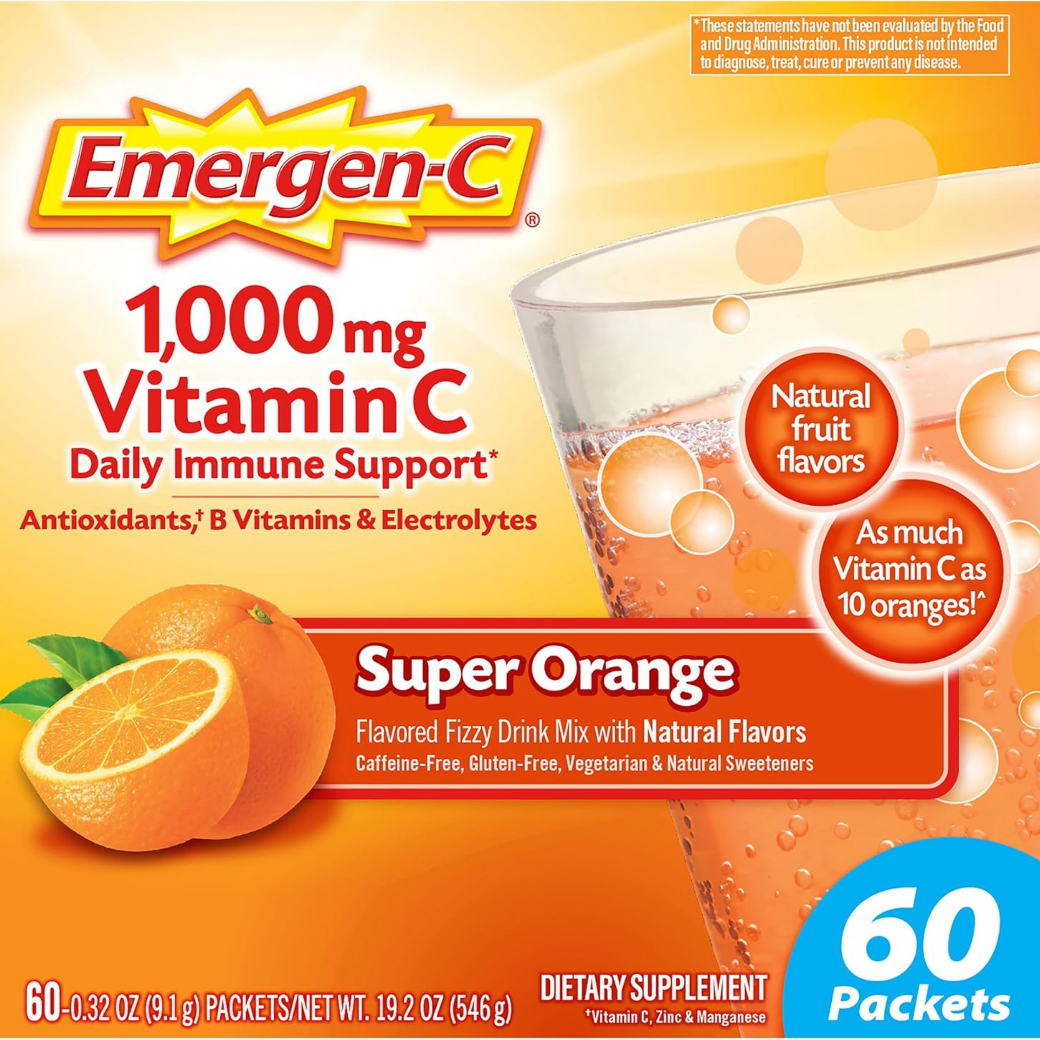 Emergen-C, Vitamin C Powder, 1000 Mg, 60 Count