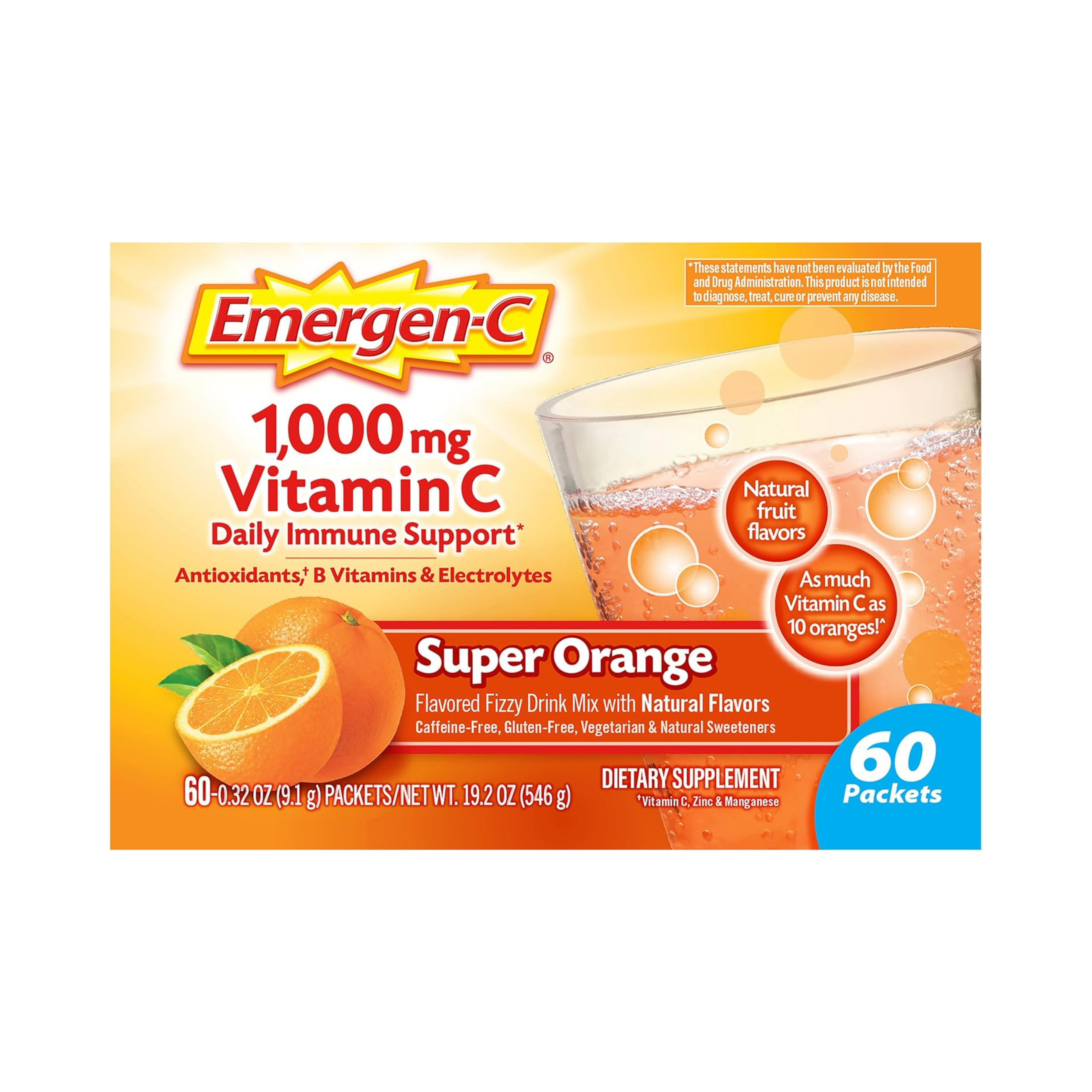 Emergen-C, Vitamin C Powder, 1000 Mg, 60 Count