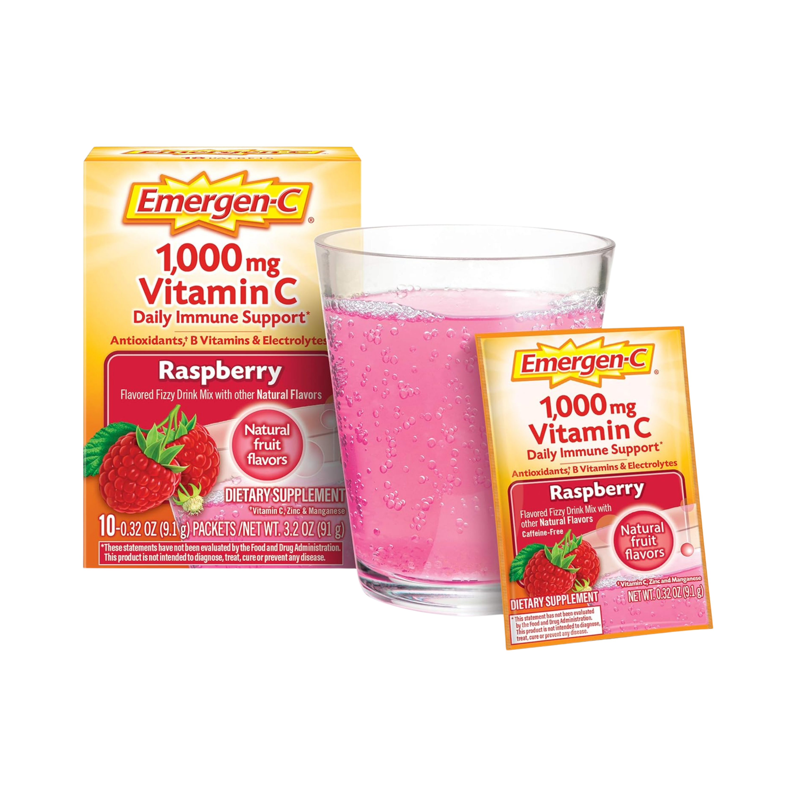 Emergen-C, Vitamin C, Raspberry, 1000 Mg, 10-count