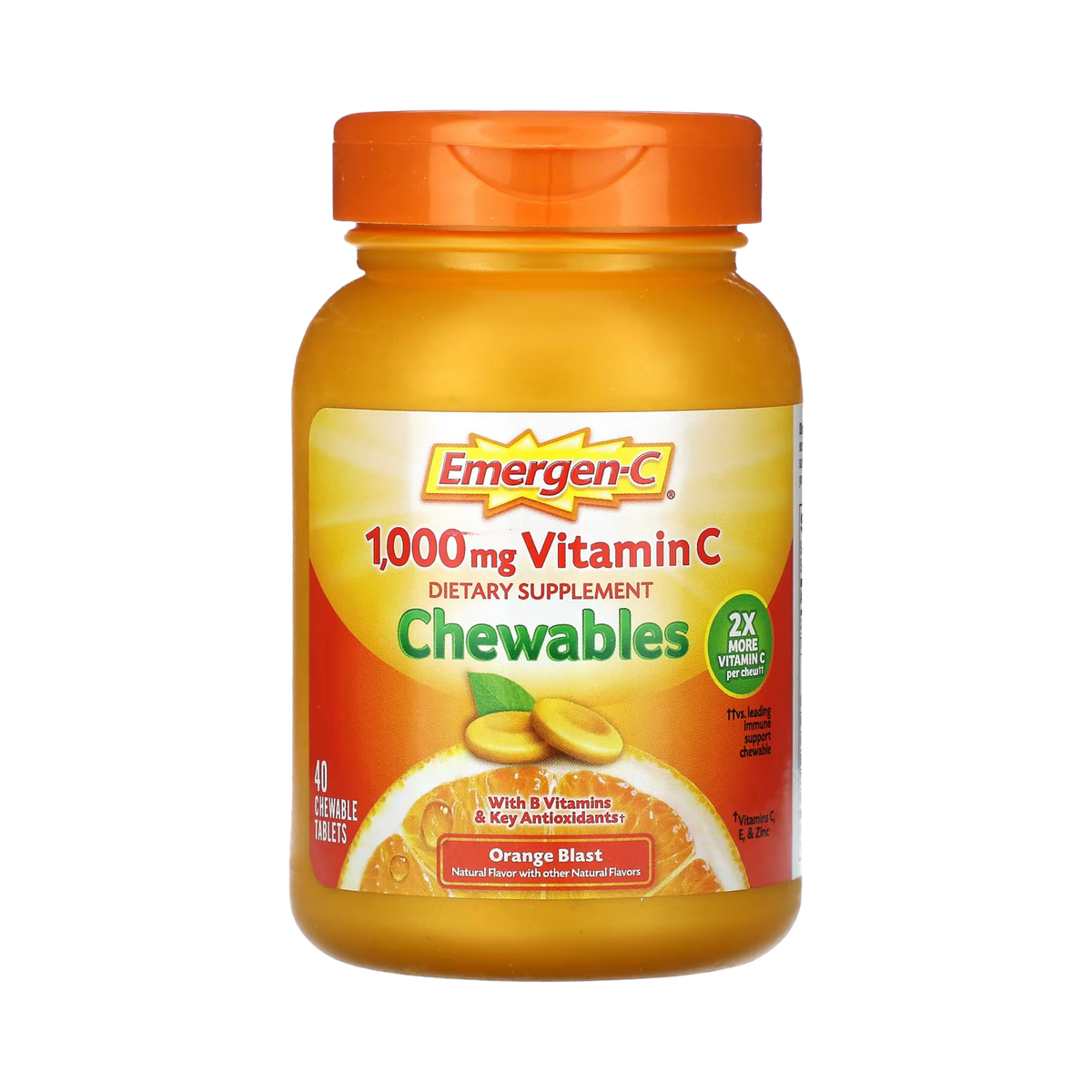 Emergen-C, Vitamin C Chewables, Orange Blast, 40 Chewable Tablets