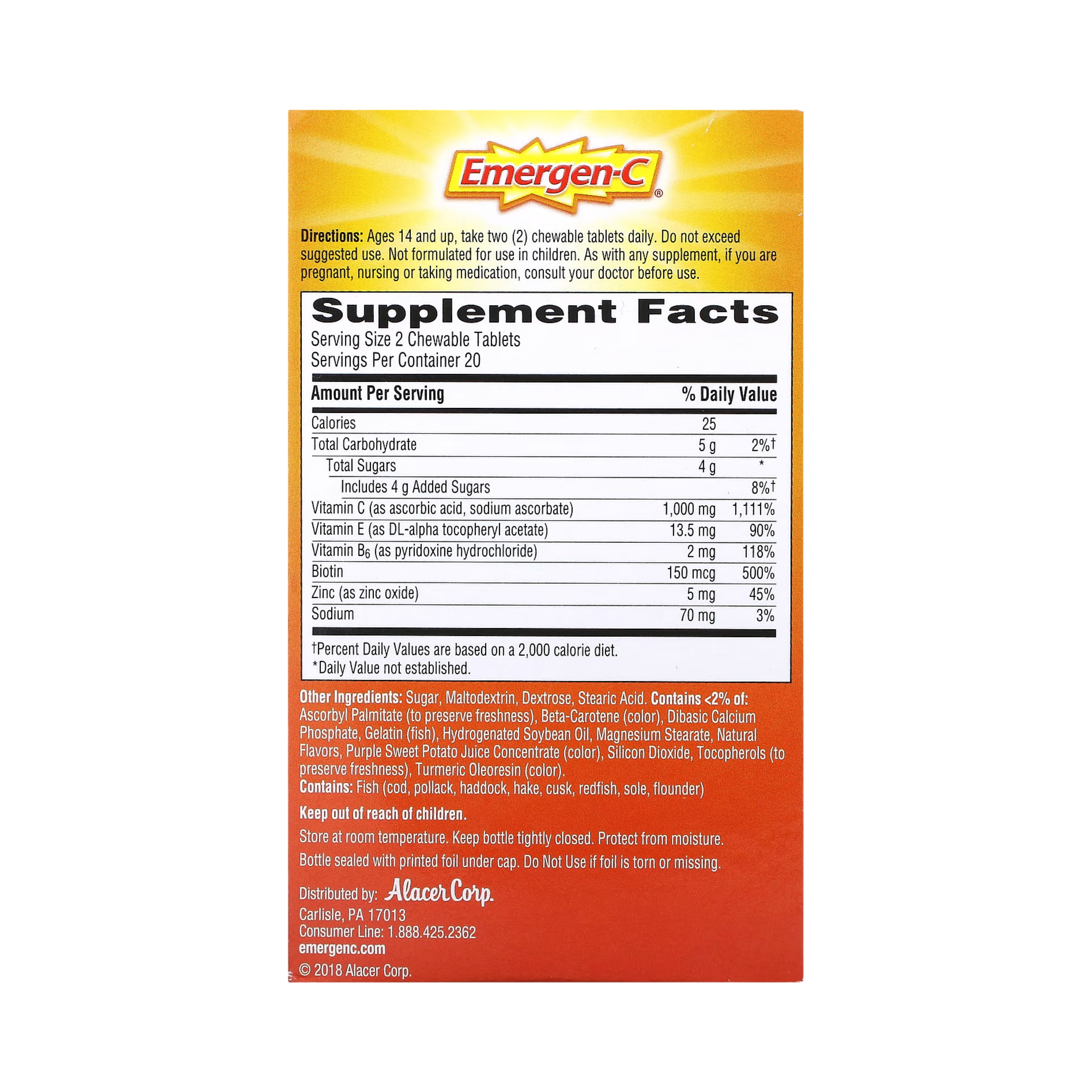 Emergen-C, Vitamin C Chewables, Orange Blast, 40 Chewable Tablets