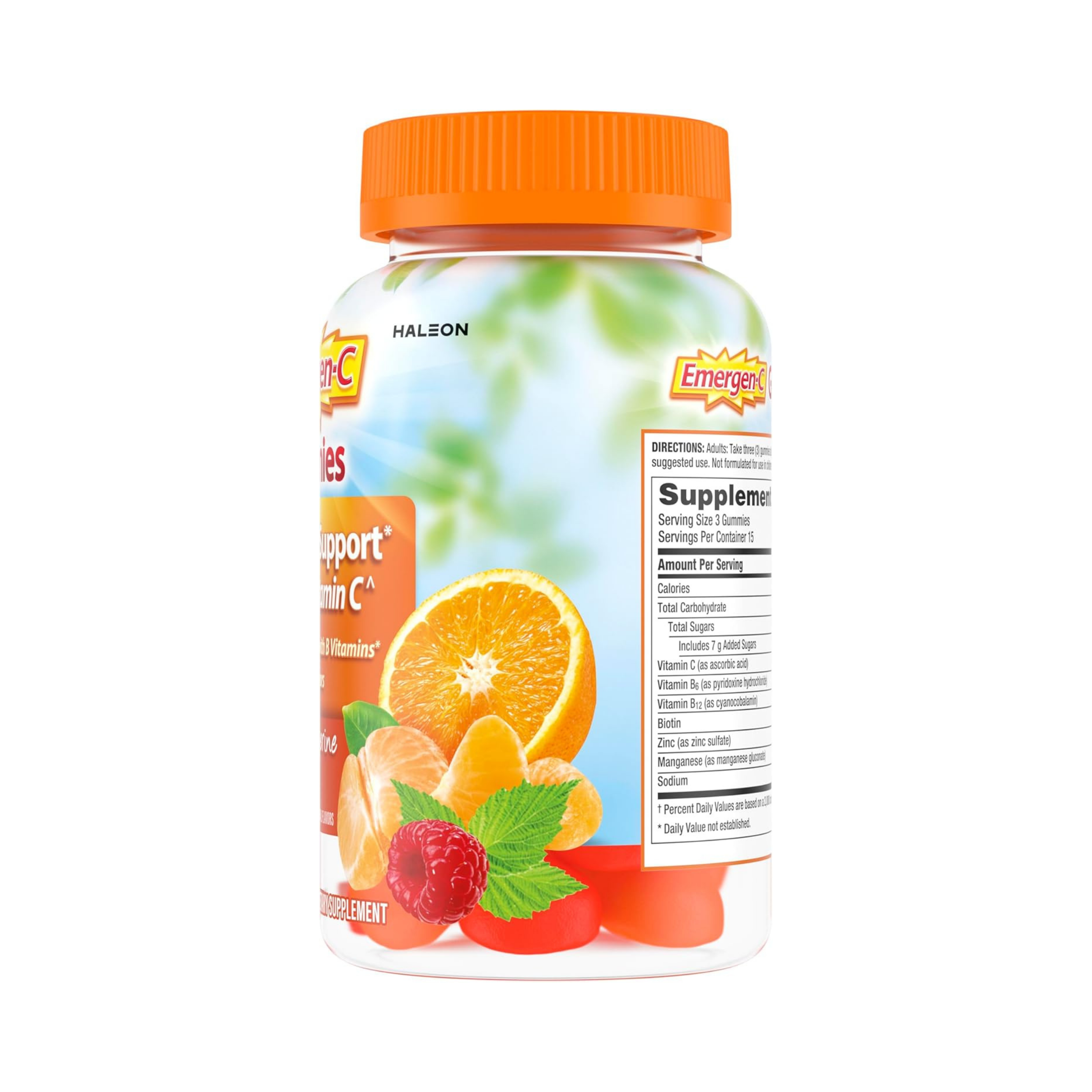 Emergen-C, 750 Mg Vitamin C Gummies for Adults, Immunity Gummies with B Vitamins, Orange, Tangerine and Raspberry Flavors, 45 Count