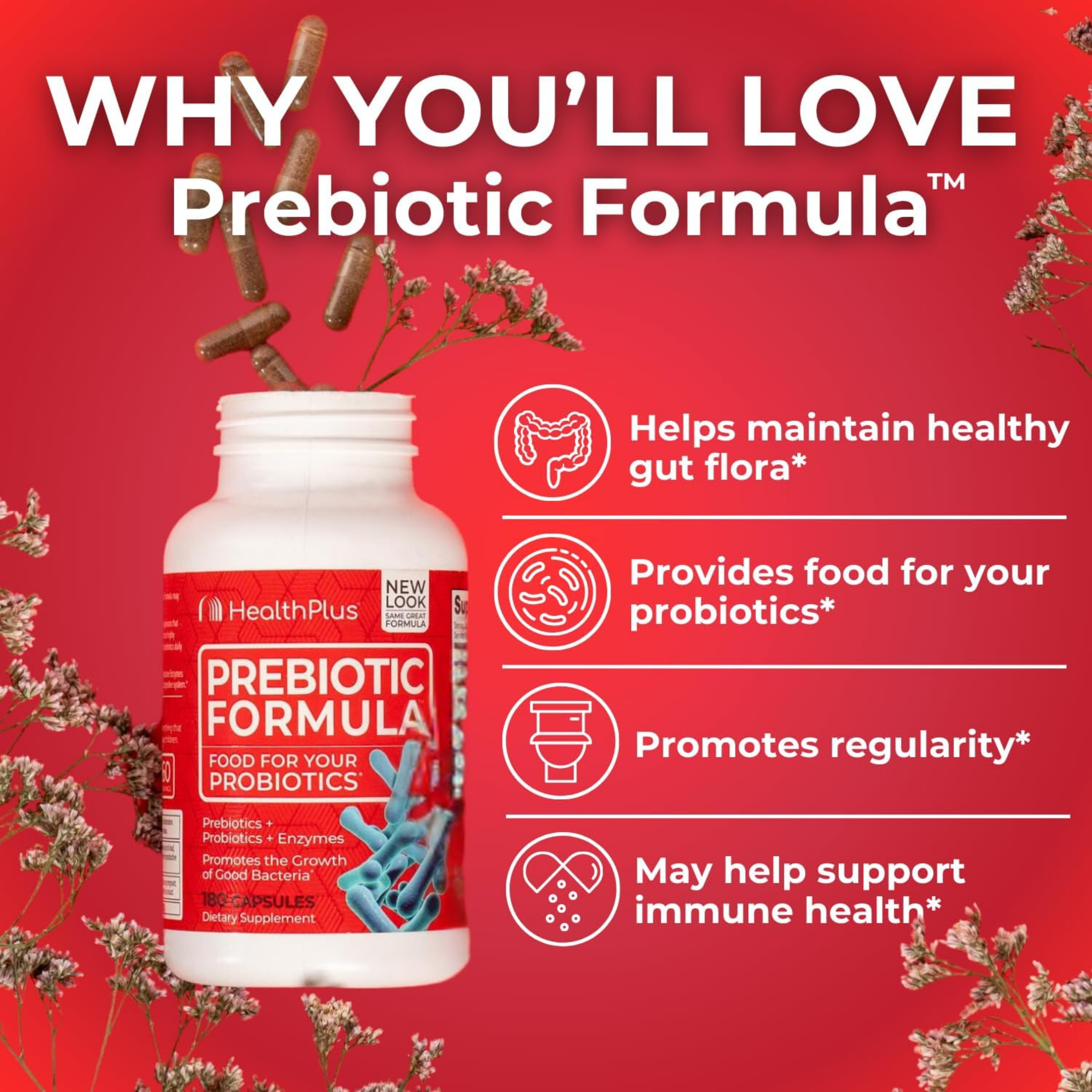 Health Plus, Prebiotic Formula, 180 Capsules