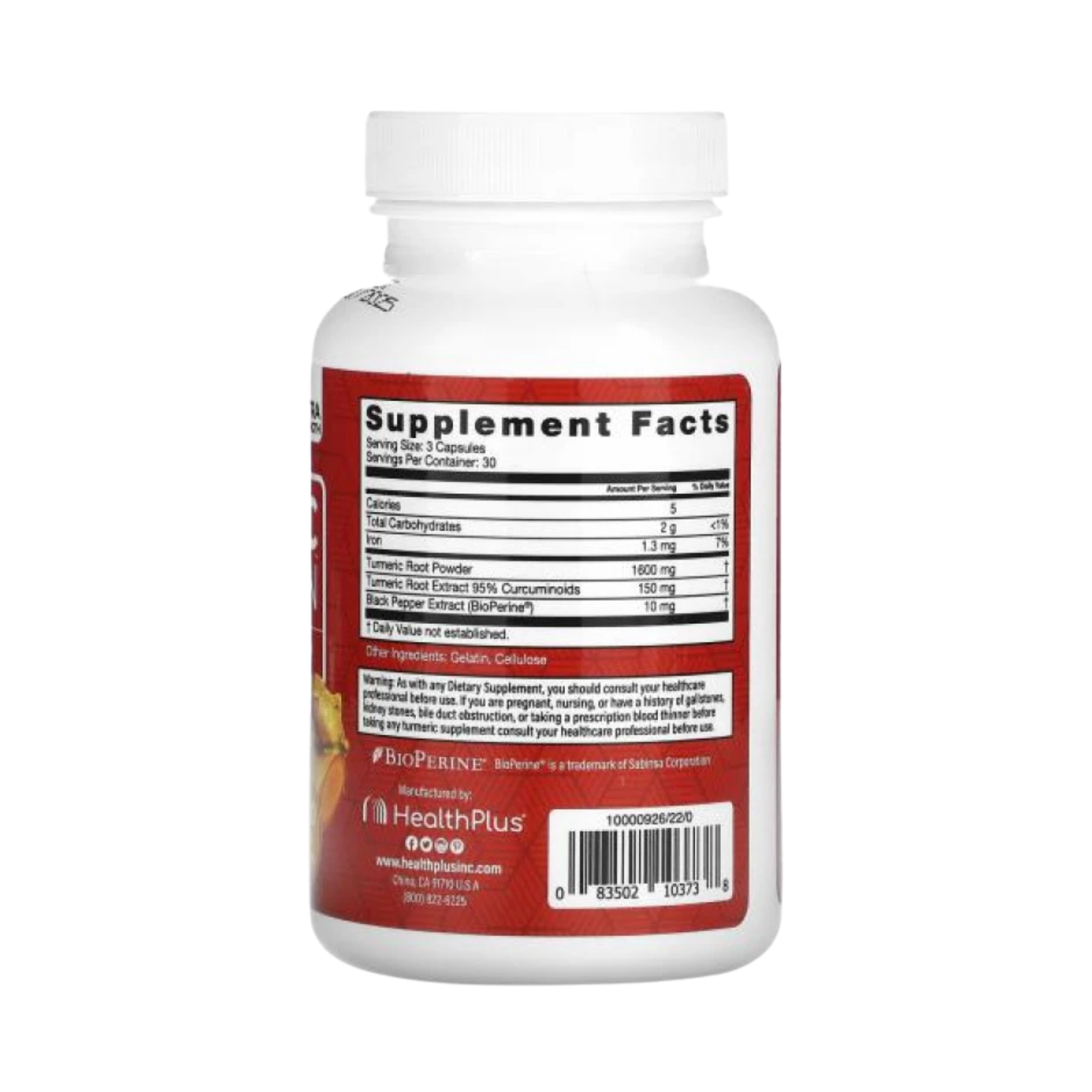 Health Plus, Turmeric Curcumin With BioPerine, 90 Capsules