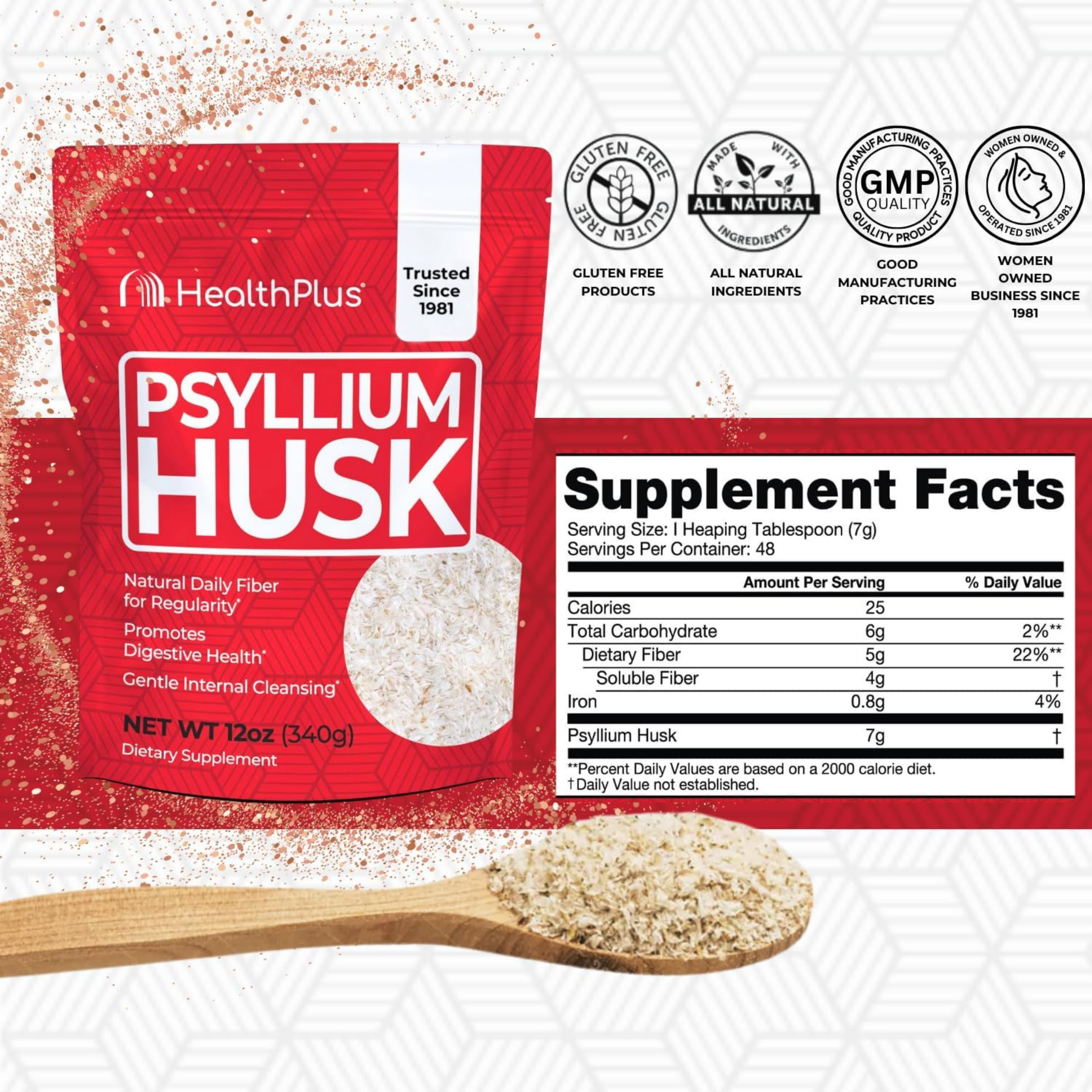 Health Plus, Psyllium Husk, 12 oz, 340 g