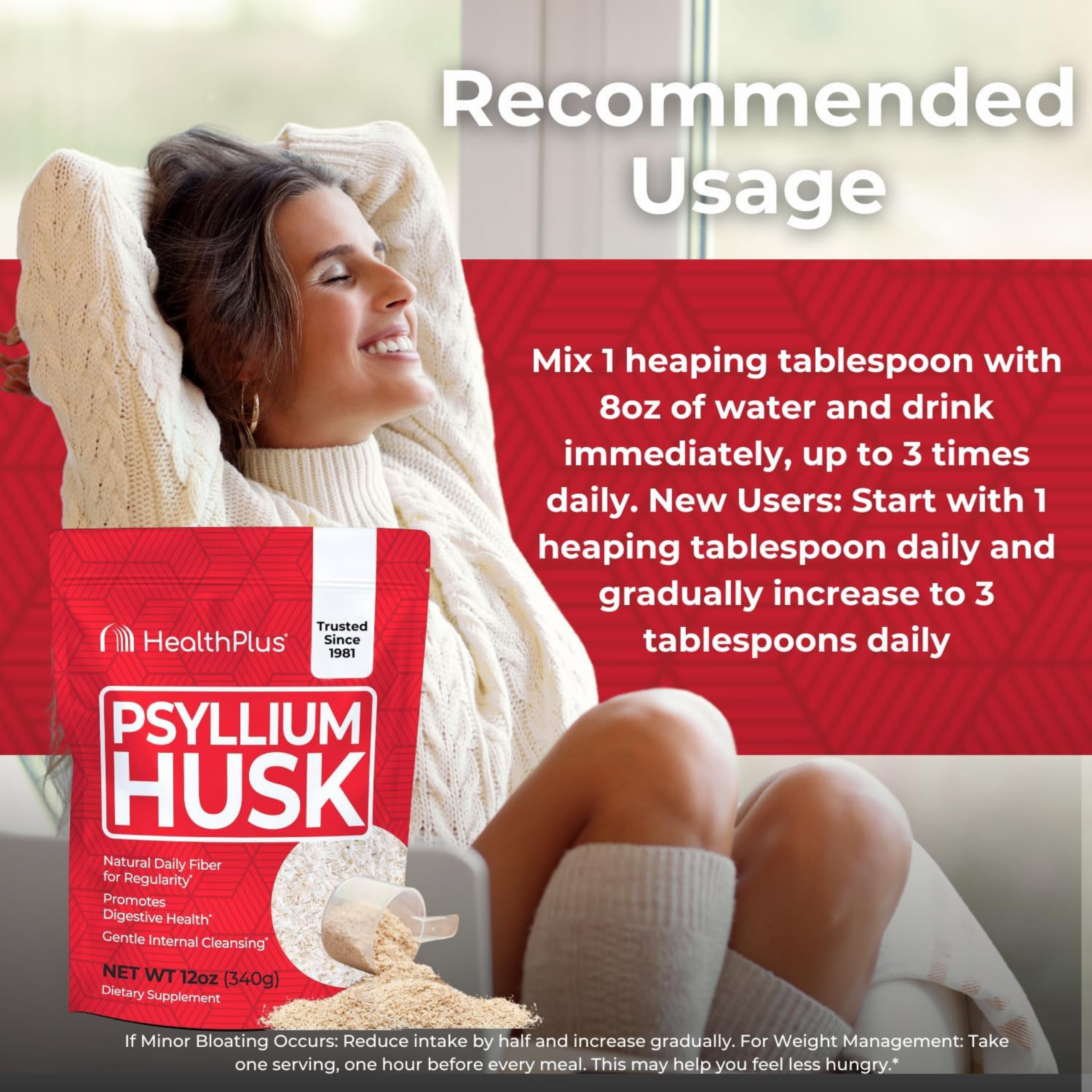 Health Plus, Psyllium Husk, 12 oz, 340 g
