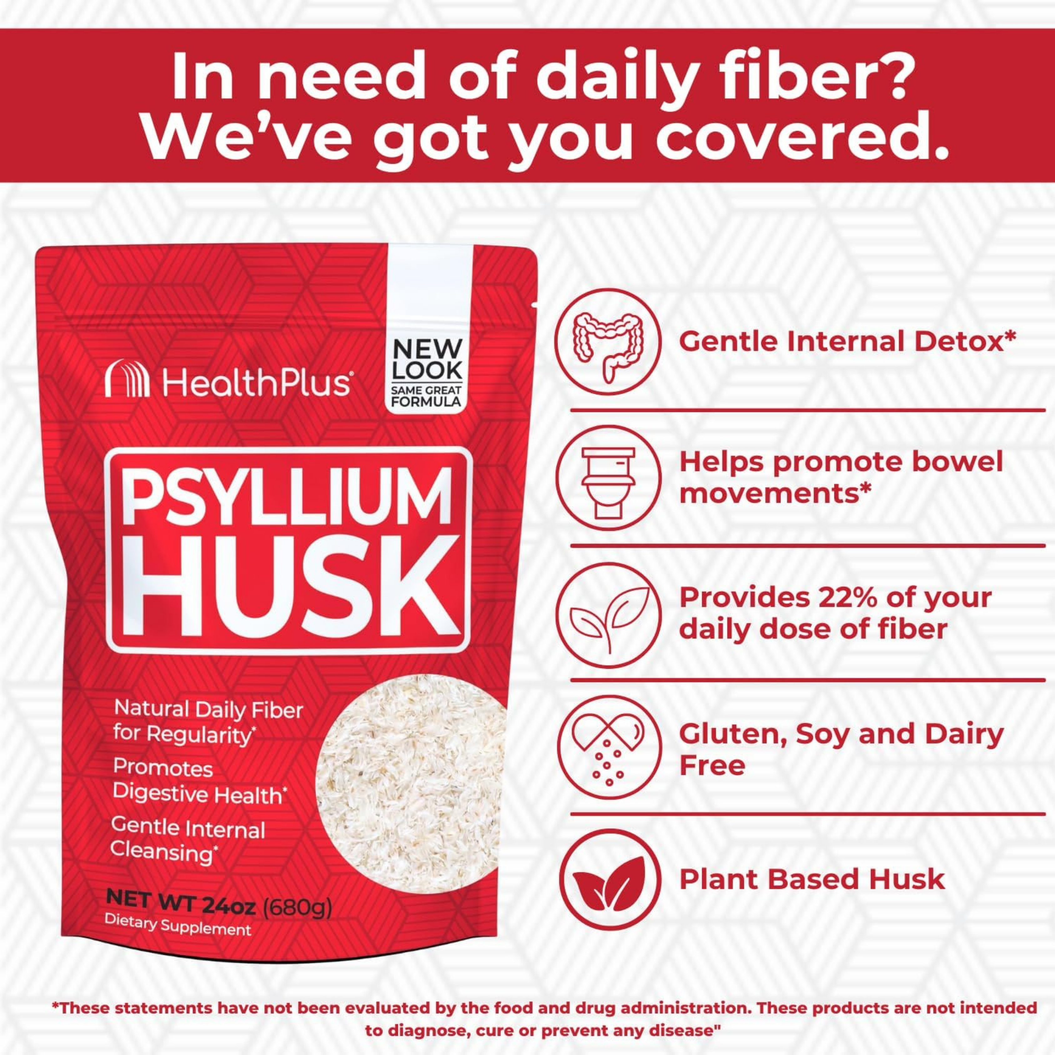 Health Plus, Psyllium Husk, 24 oz, 680 g