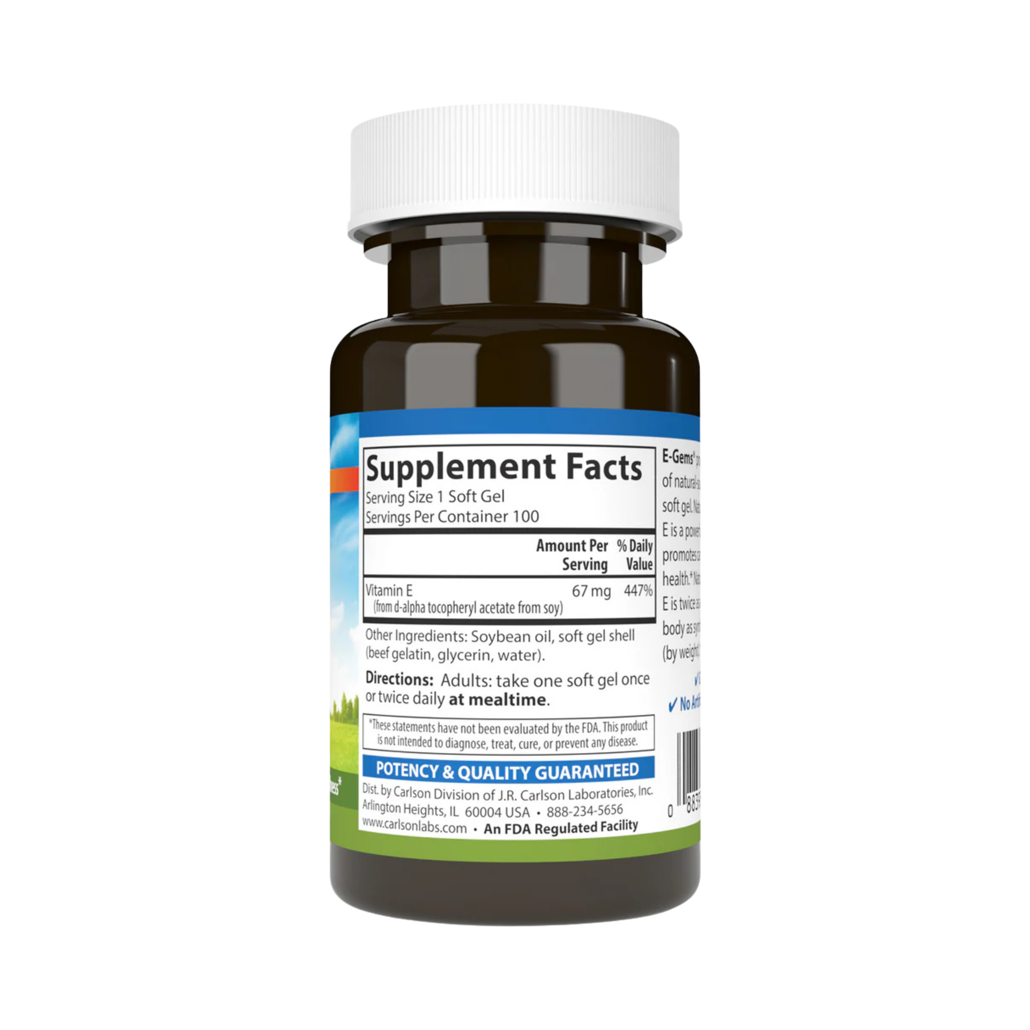 Carlson, E-Gems, 100 IU (67 mg), Natural-Source Vitamin E, 100 Soft Gels