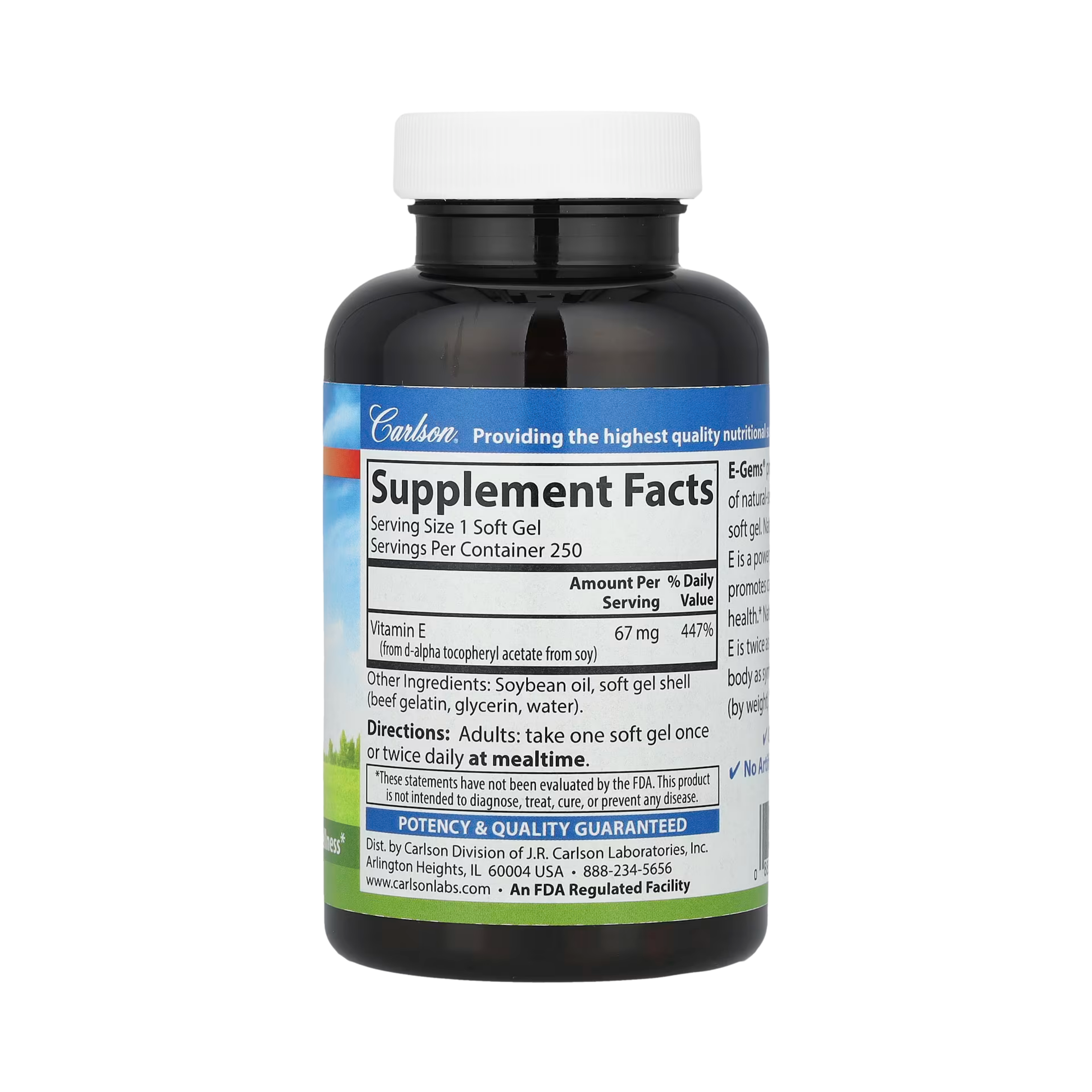 Carlson, E-Gems, 100 IU, Heart Health & Optimal Wellness, Antioxidant, 250 Soft gels