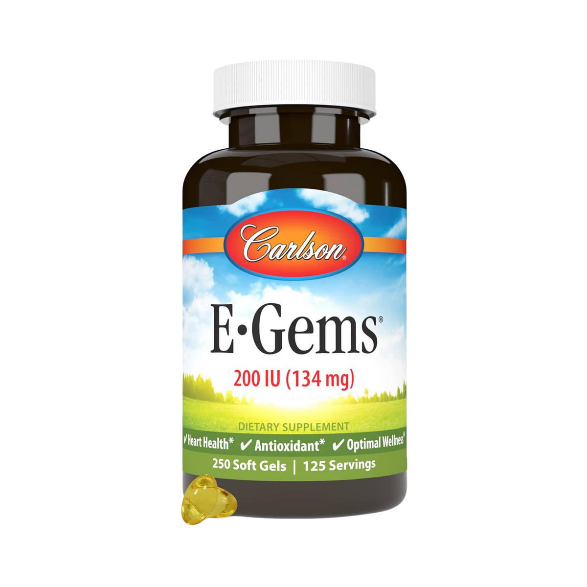 Carlson, E-Gems 200 IU (134 mg), Natural-Source Vitamin E, 250 Soft Gels