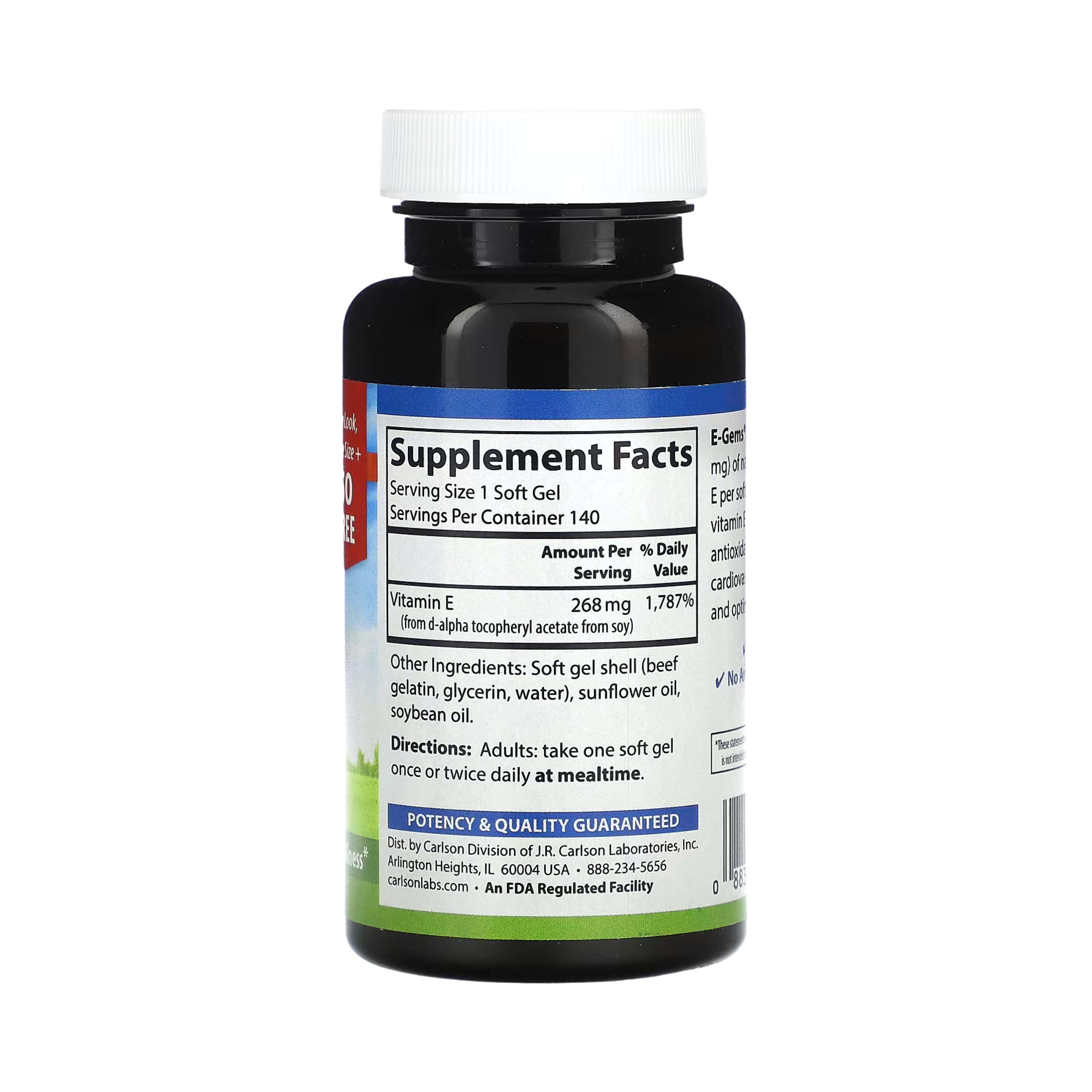 Carlson, E-Gems, 268 Mg, 140 Soft Gels