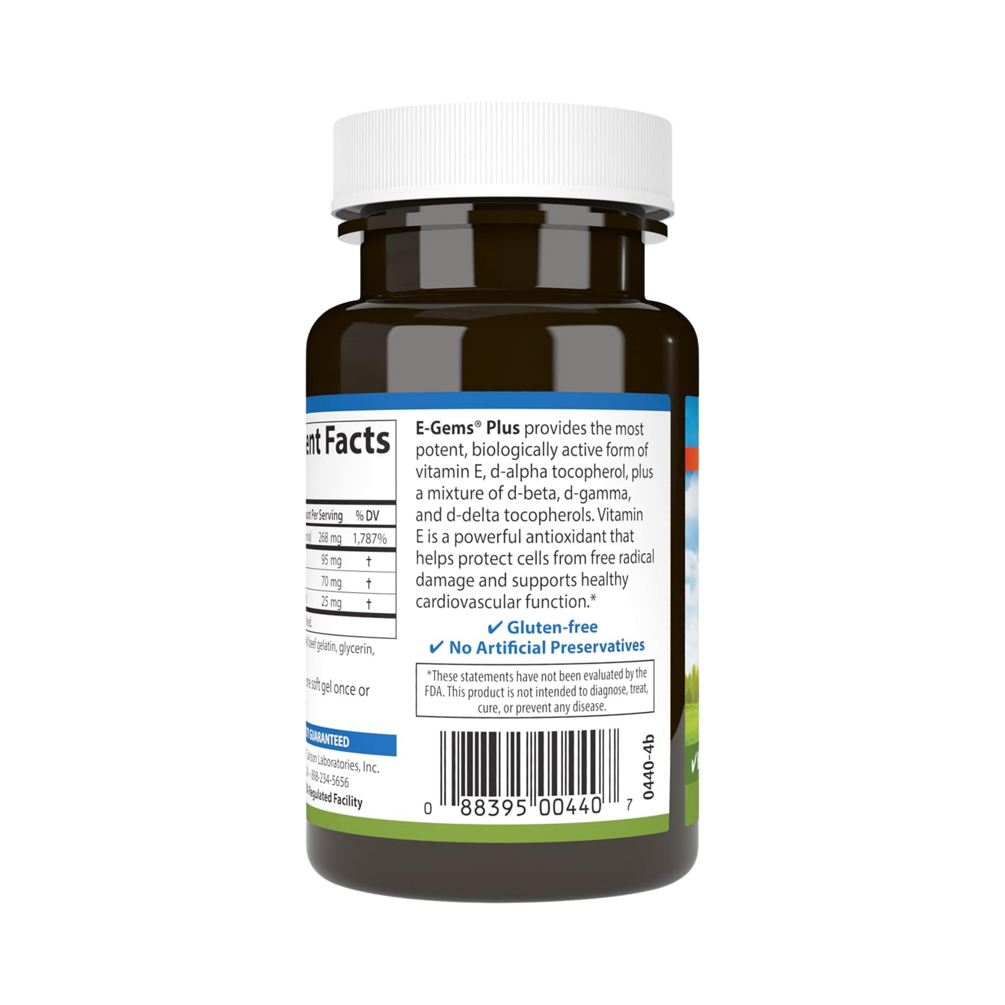 Carlson, E-Gems Plus Natural Vitamin E, 400 IU, 50 Softgels