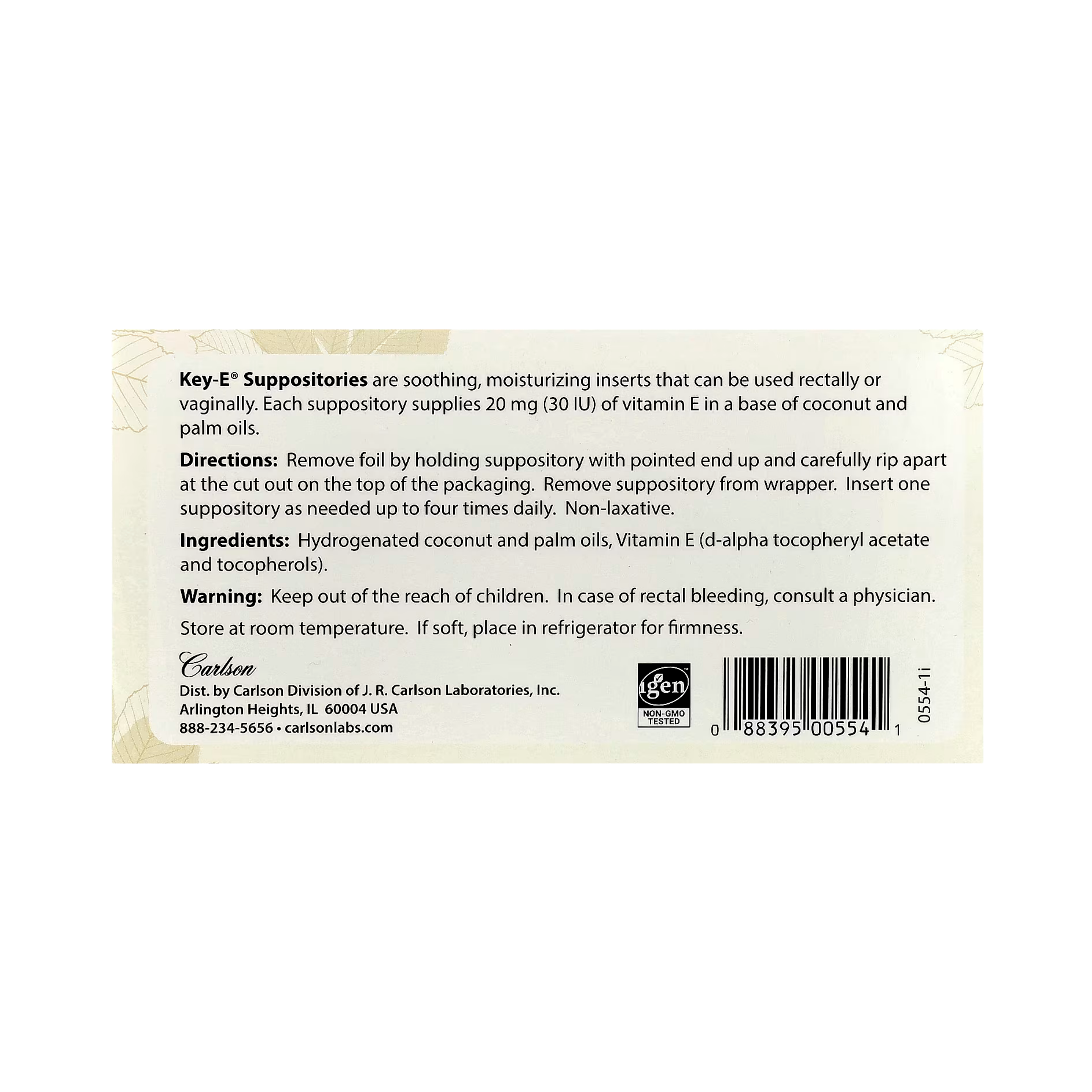 Carlson, Key-E, Suppositories, 24 Inserts