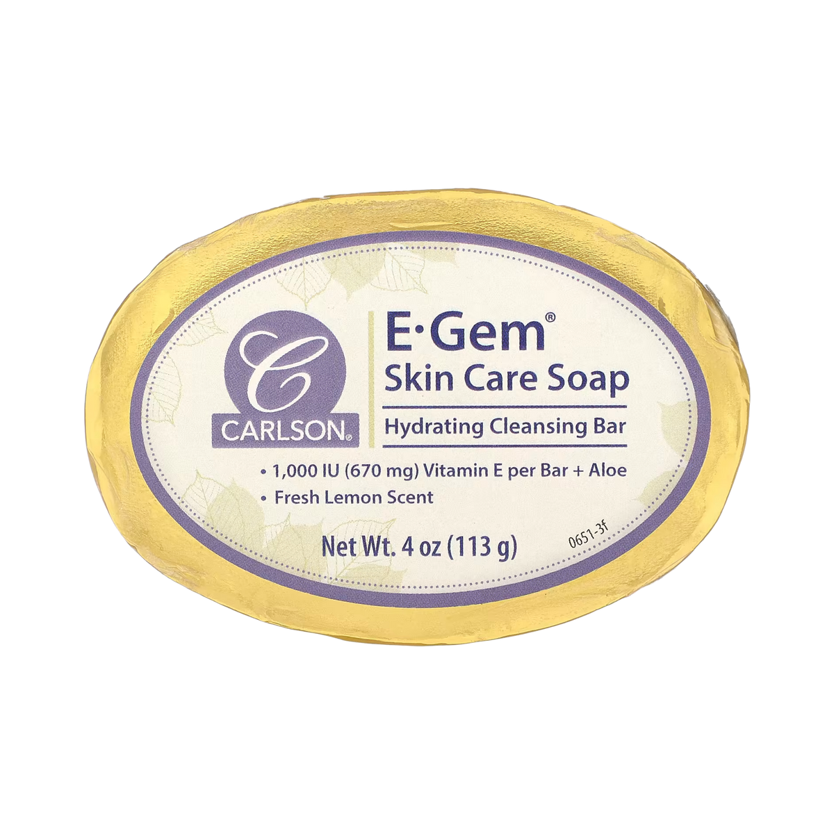 Carlson, E-Gem, Skin Care Bar Soap, Fresh Lemon, 4 Oz