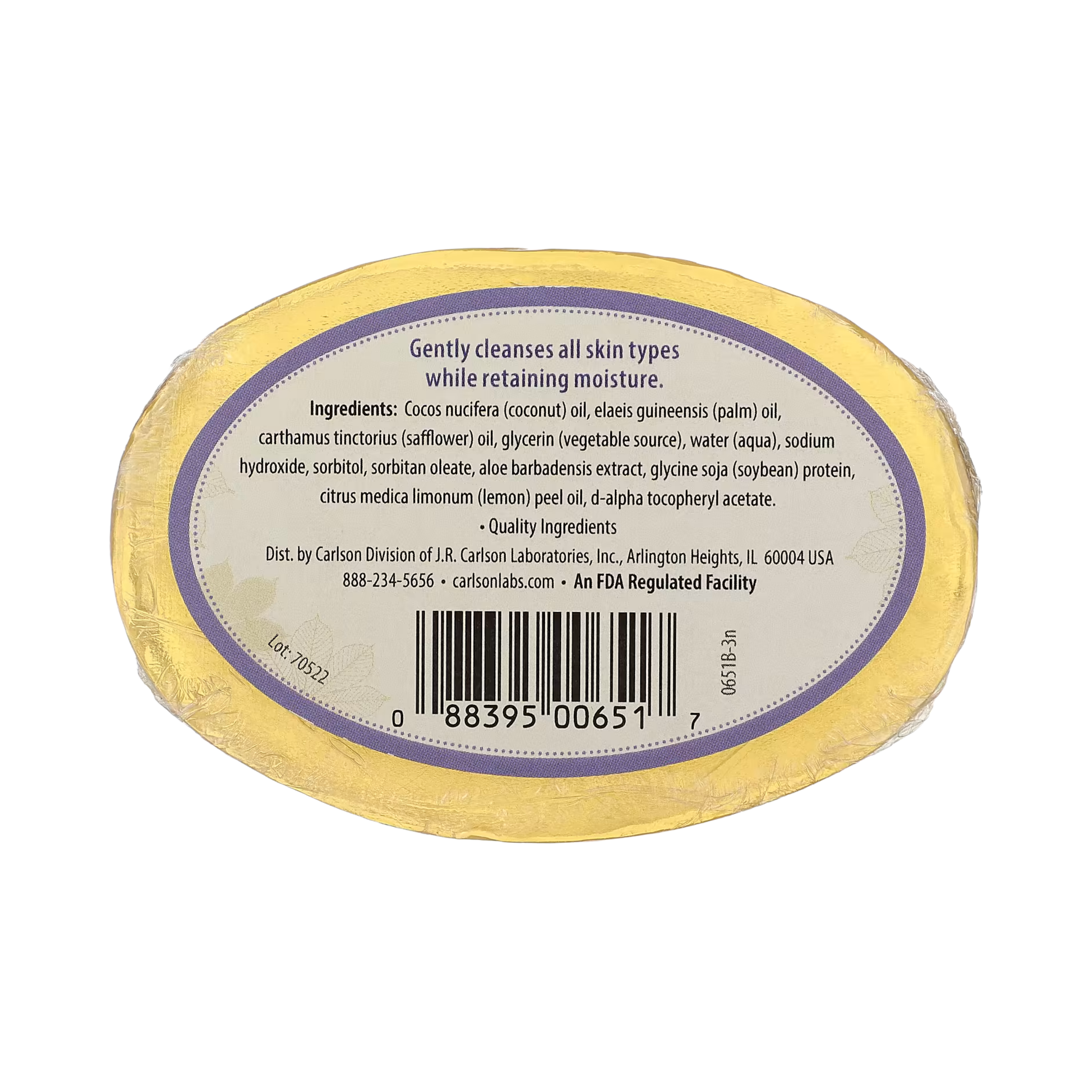 Carlson, E-Gem, Skin Care Bar Soap, Fresh Lemon, 4 Oz