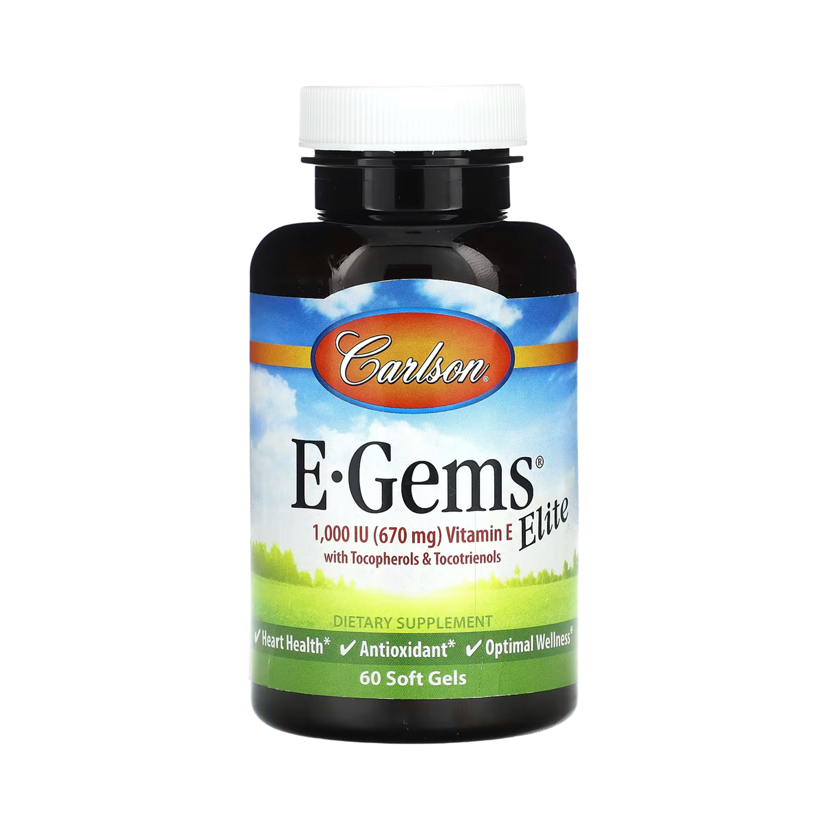 Carlson, E-Gems Elite, Vitamin E, 670 Mg (1,000 IU), 60 Soft Gels