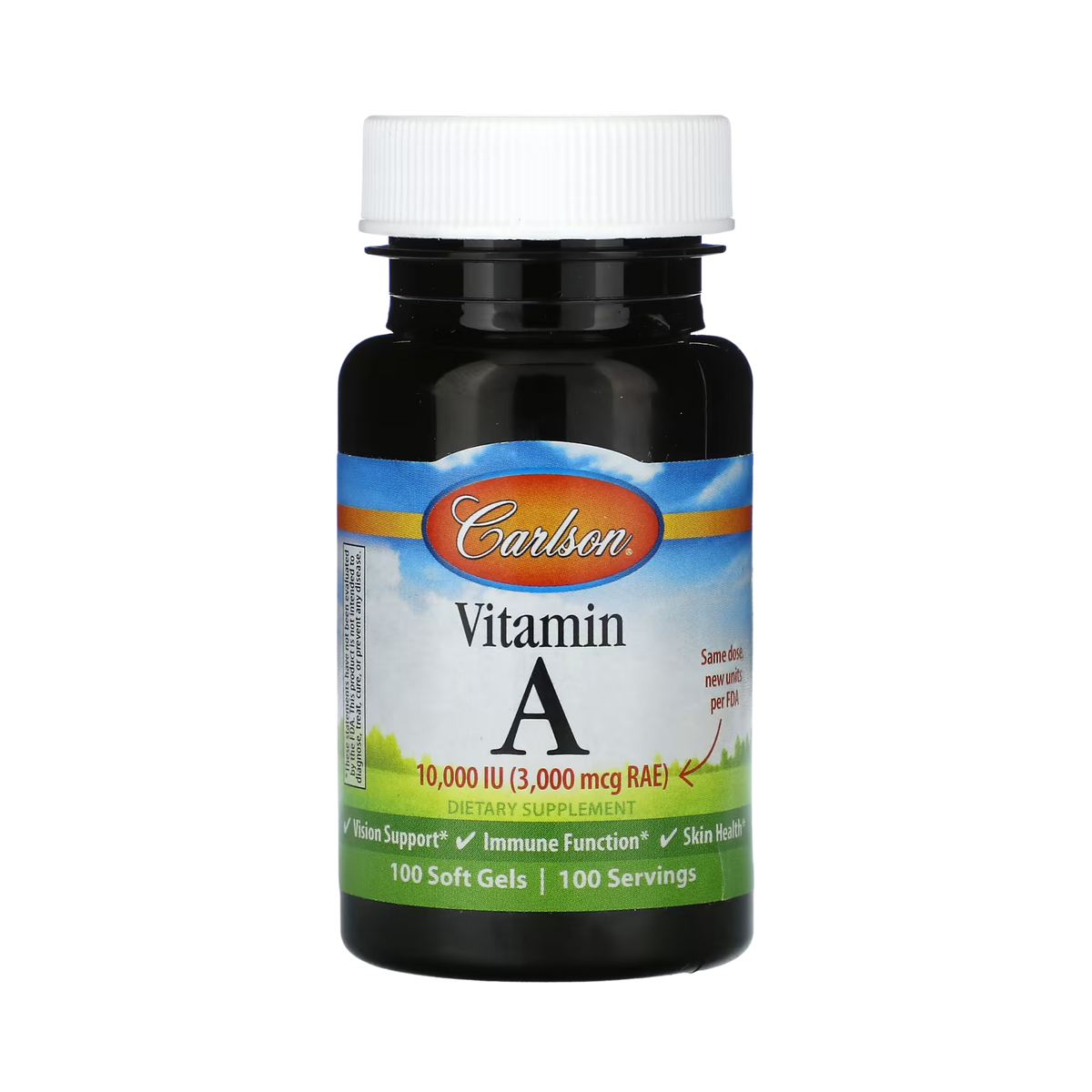 Carlson, Vitamin A, 3000 Mcg RAE (10,000 IU), 100 Soft Gels