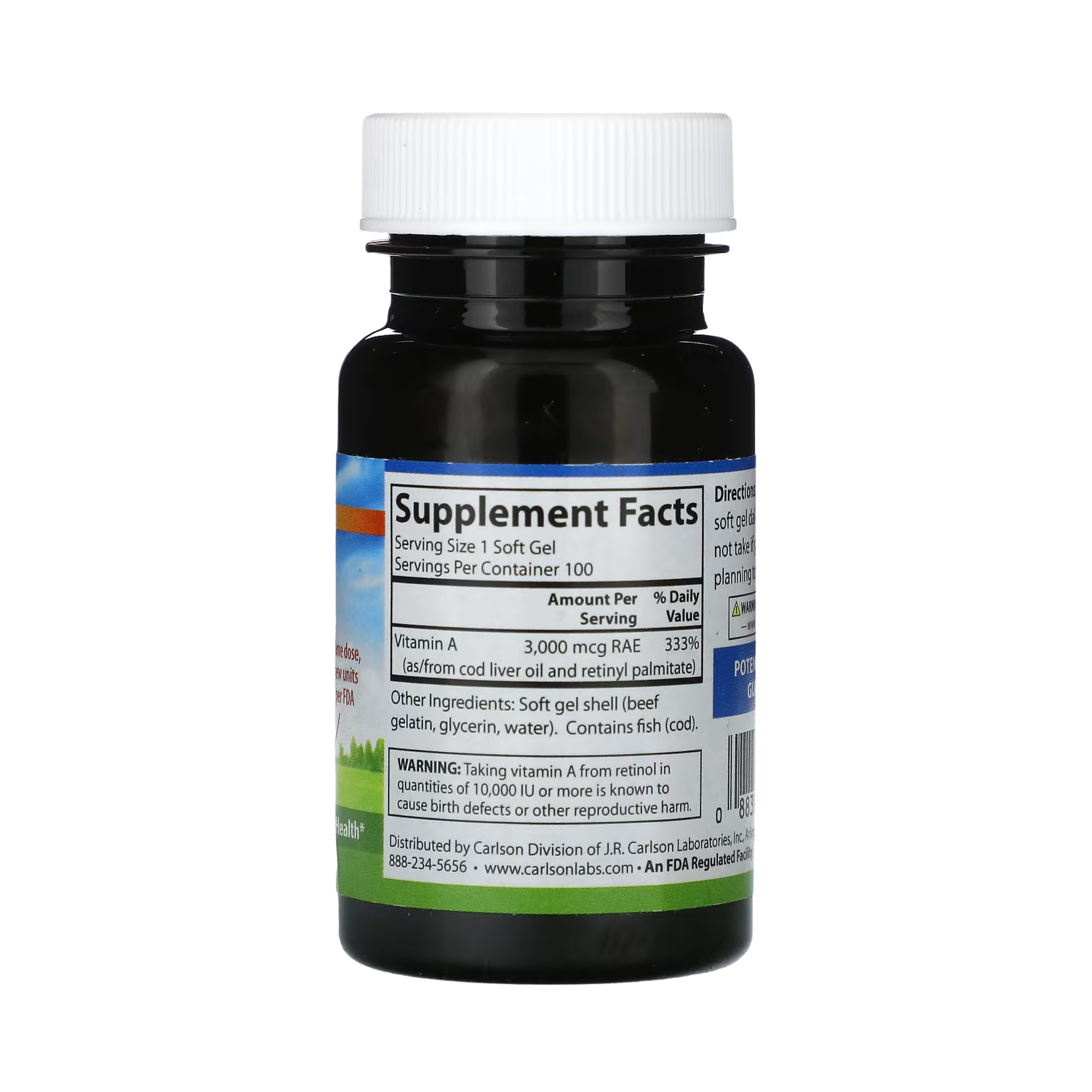 Carlson, Vitamin A, 3000 Mcg RAE (10,000 IU), 100 Soft Gels