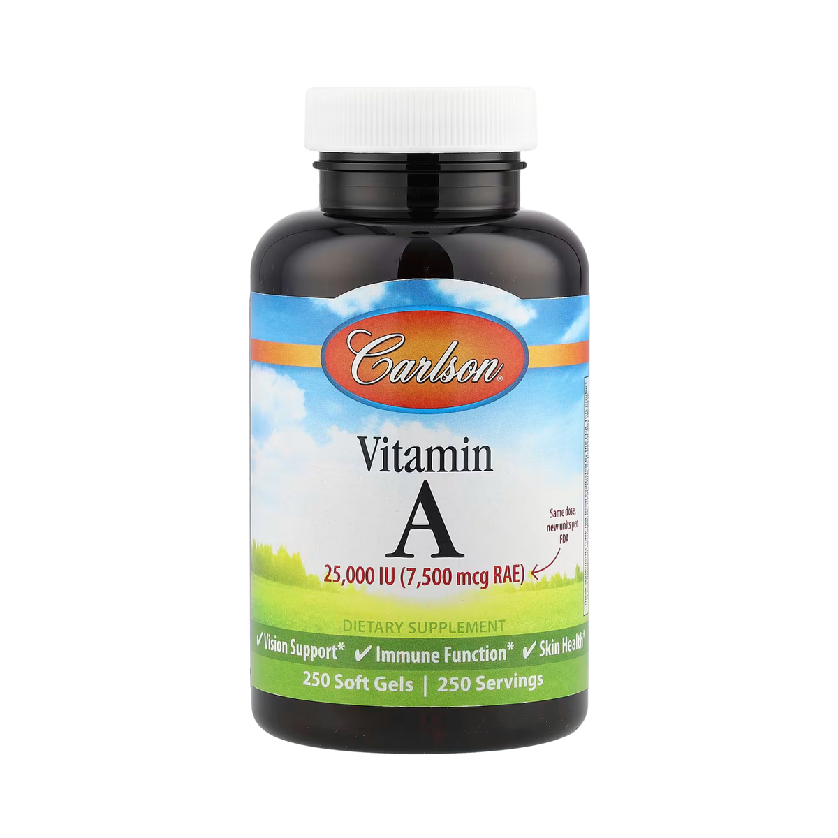 Carlson, Vitamin A, 7,500 Mcg RAE (25,000 IU), 250 Soft Gels