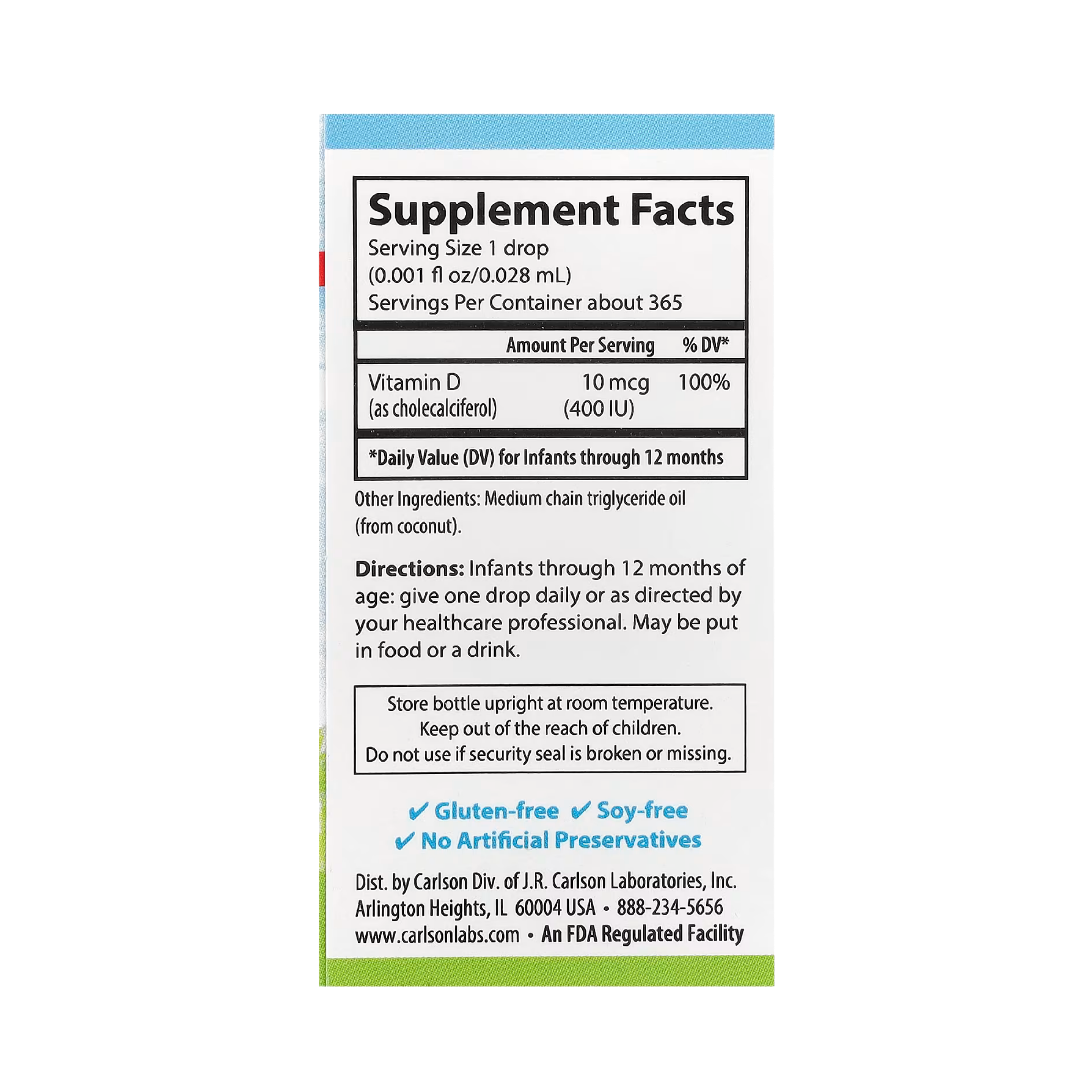 Carlson, Baby's Super Daily D3, 10 Mcg (400 IU), 0.35 Fl Oz