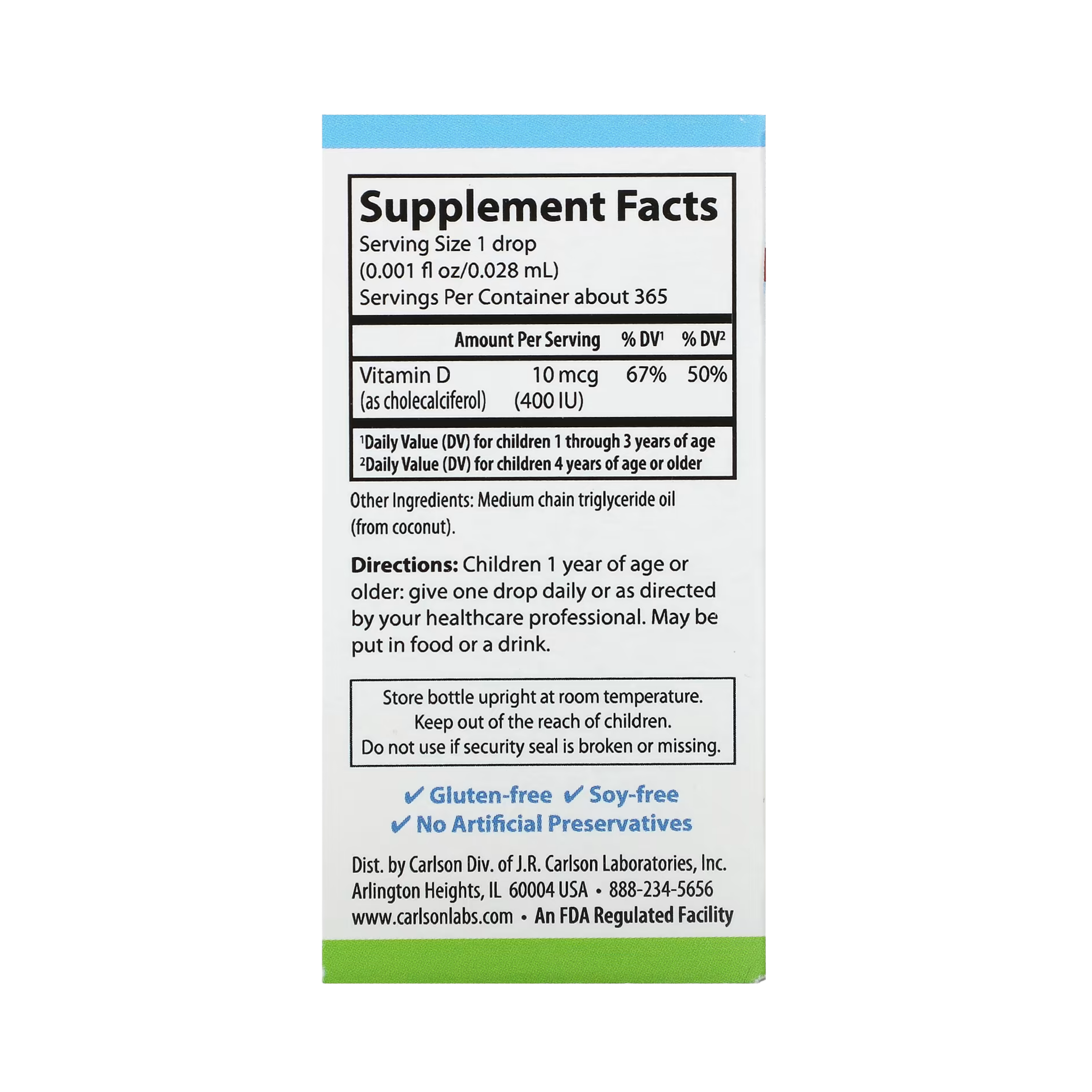 Carlson, Kids Super Daily D3, 10 Mcg (400 IU), 0.35 Fl Oz
